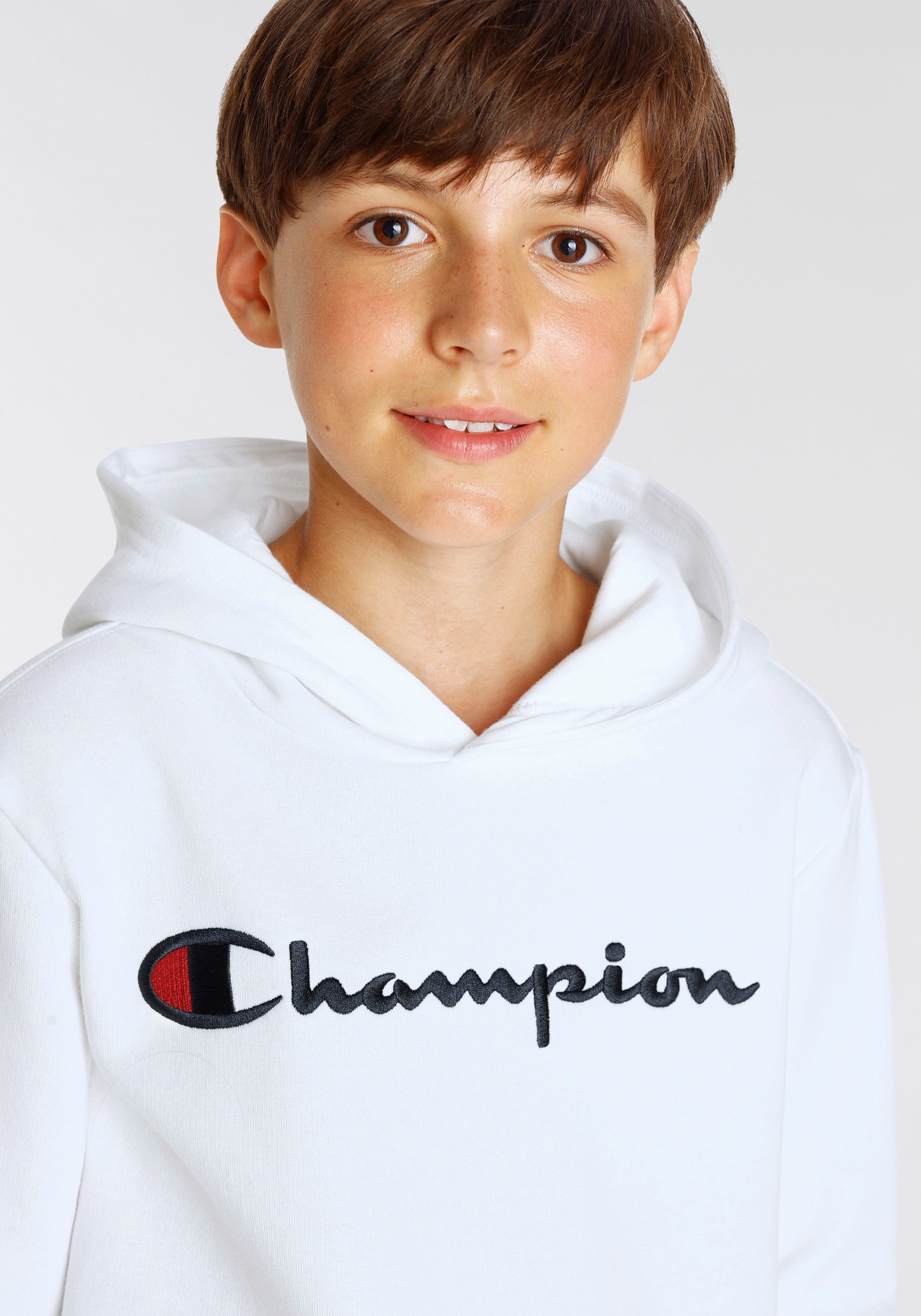Champion Sweatshirt Classic Sweatshirt Hooded Logo für Kinder large - weiß