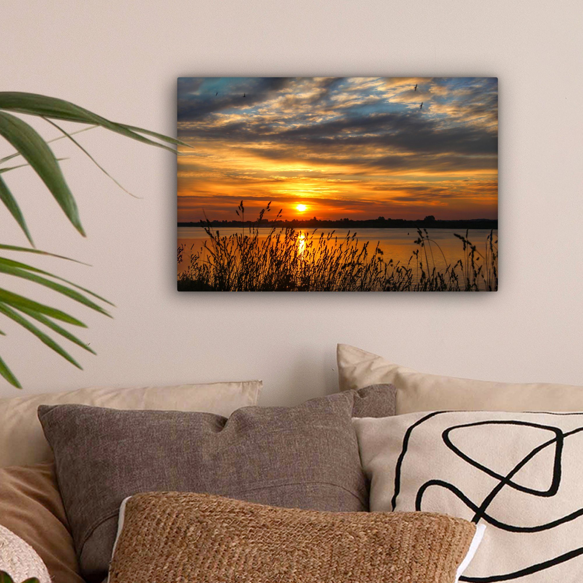 OneMillionCanvasses® Leinwandbild Sonnenuntergang - Meer - Horizont - Himme günstig online kaufen