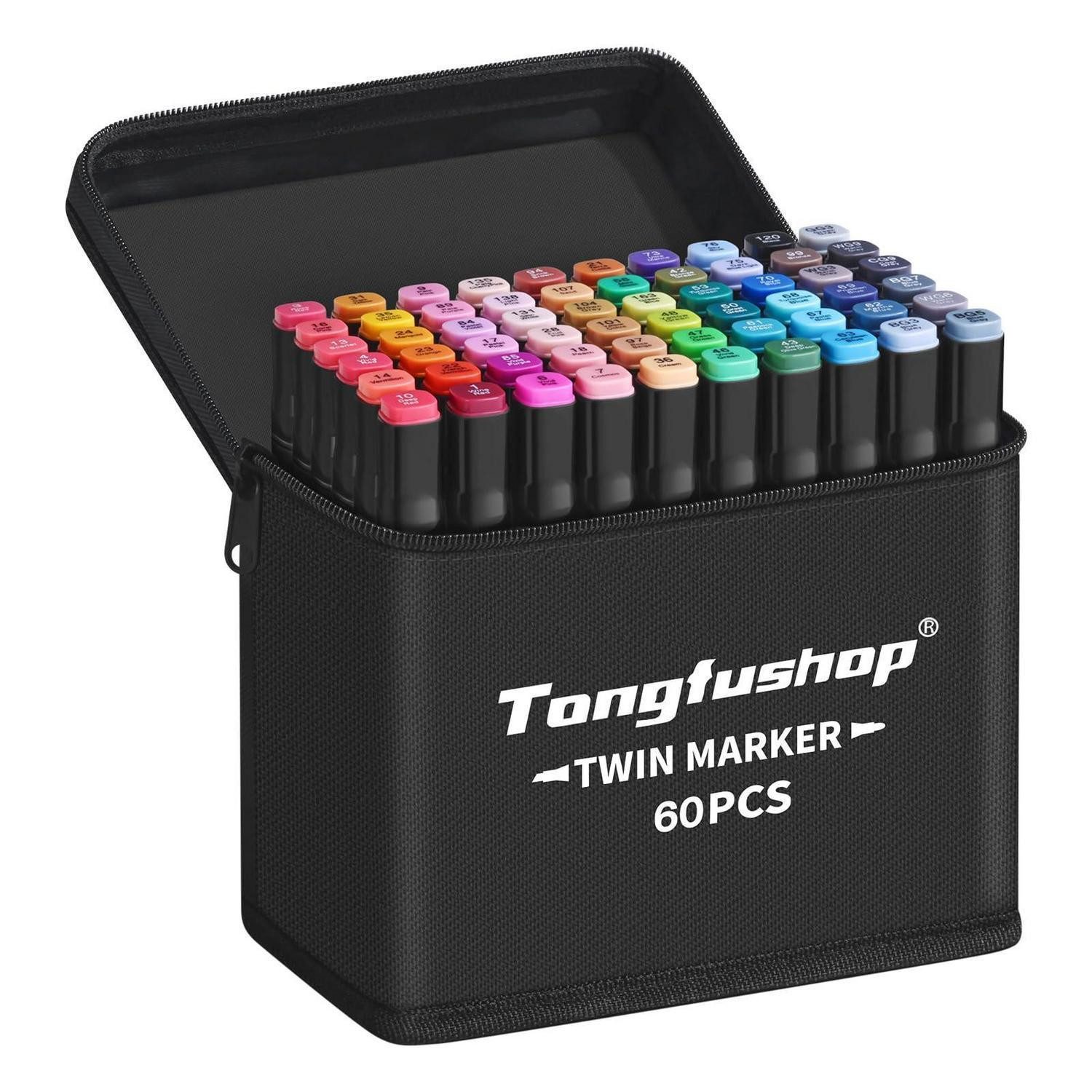 LuxusKollektion Permanentmarker Filzstifte 60+2 Farben Doppelte Spitze Alkoholmarker