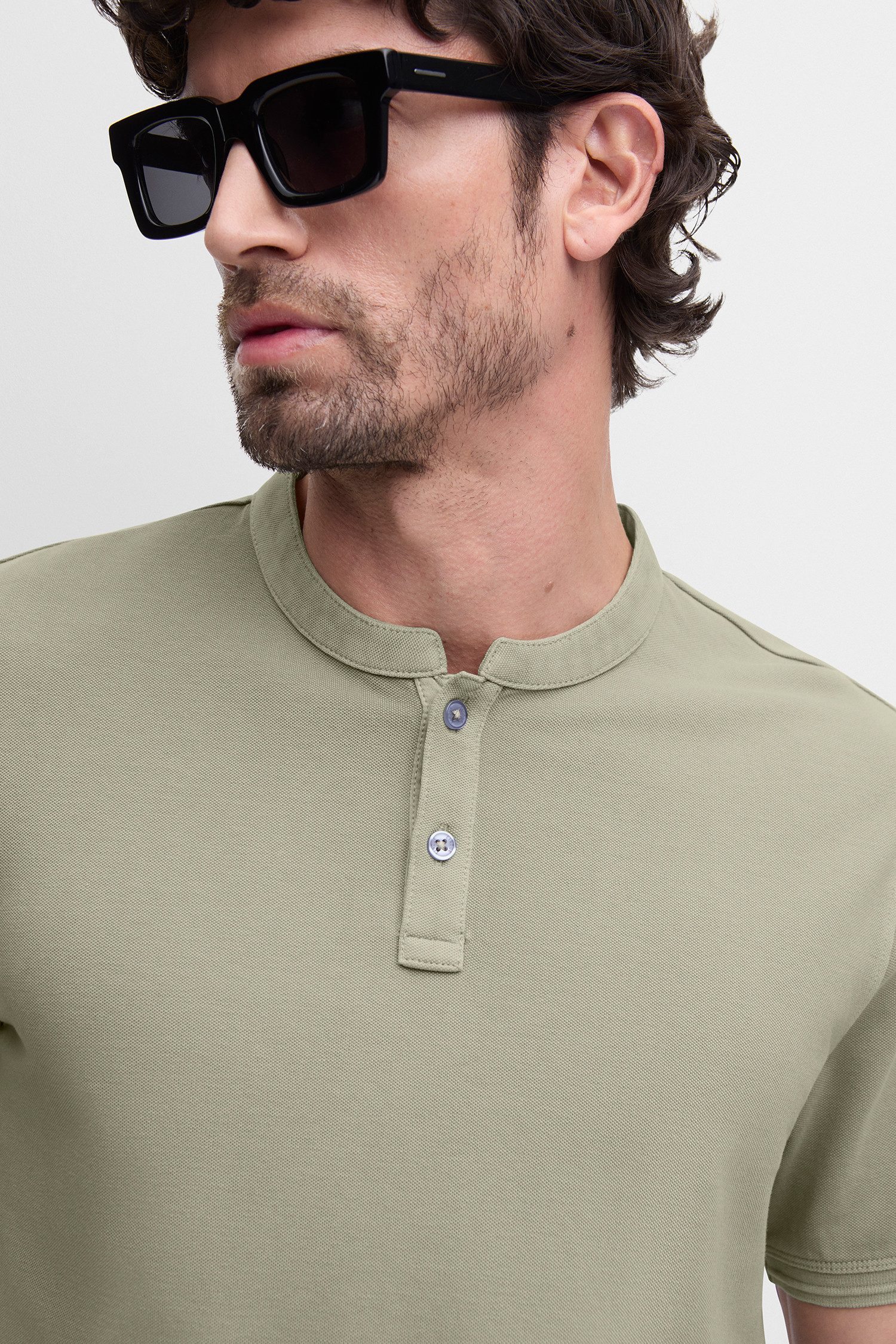Cinque T-Shirt CILANO Rundhalsausschnitt mit kurzer Knopfleiste, Relaxed Fit