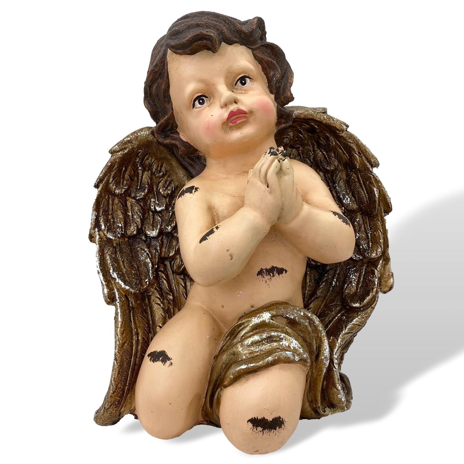 Aubaho Dekofigur Skulptur Engel Figur betender Antik-Stil Putte 26cm Kunststein Putti