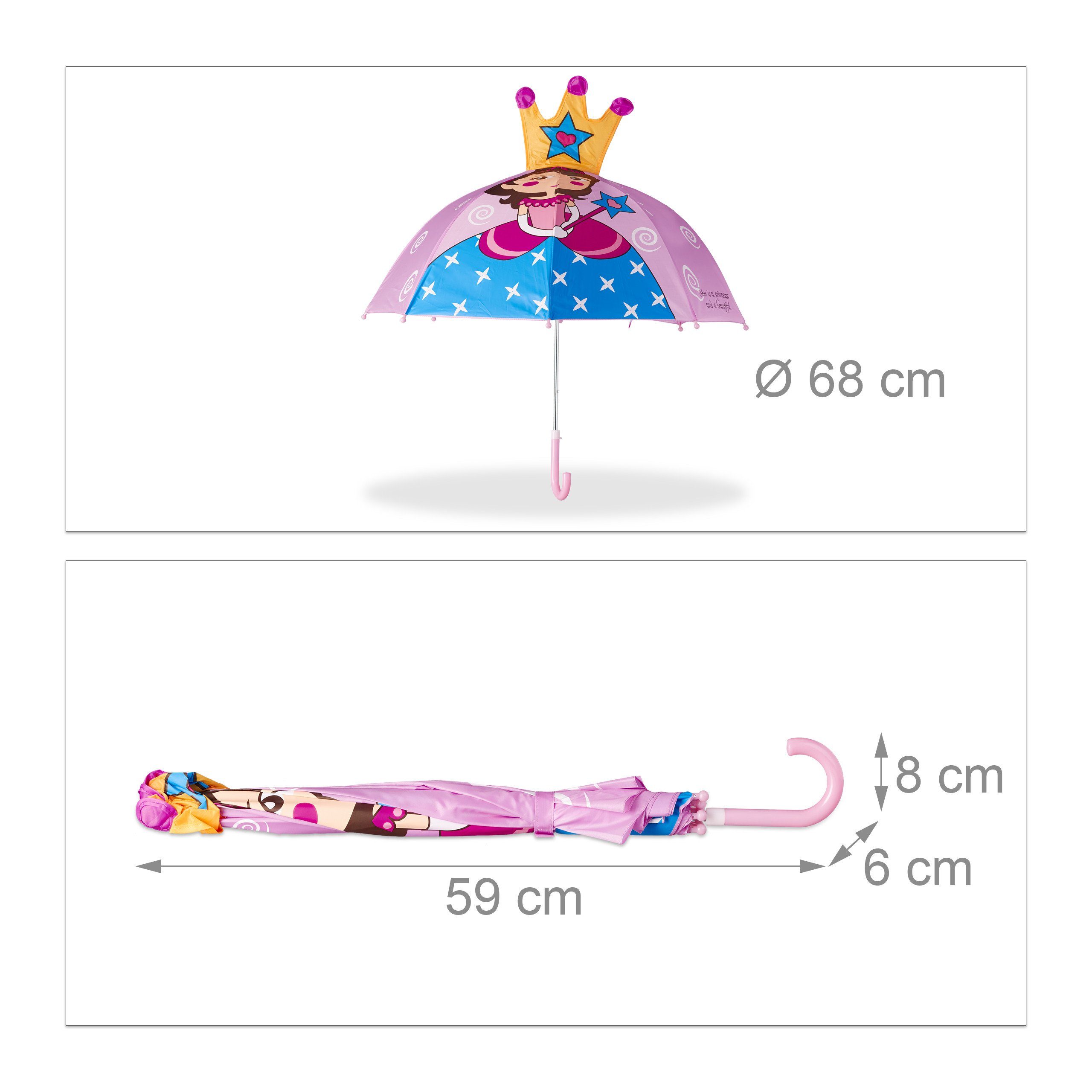 relaxdays Kinderwagenschirm Kinderregenschirm mit 3D Motiv, Prinzessin – Bild 4 von 5