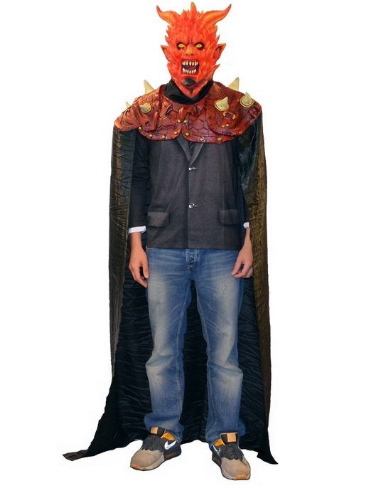 Zoelibat Vampir-Kostüm Feuerteufel Maske mit Umhang