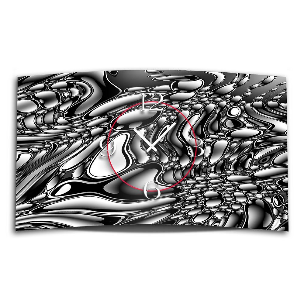 dixtime Wanduhr Digital Art liquid grau Designer Wanduhr modernes Wanduhren Design (Einzigartige 3D-Optik aus 4mm Alu-Dibond)