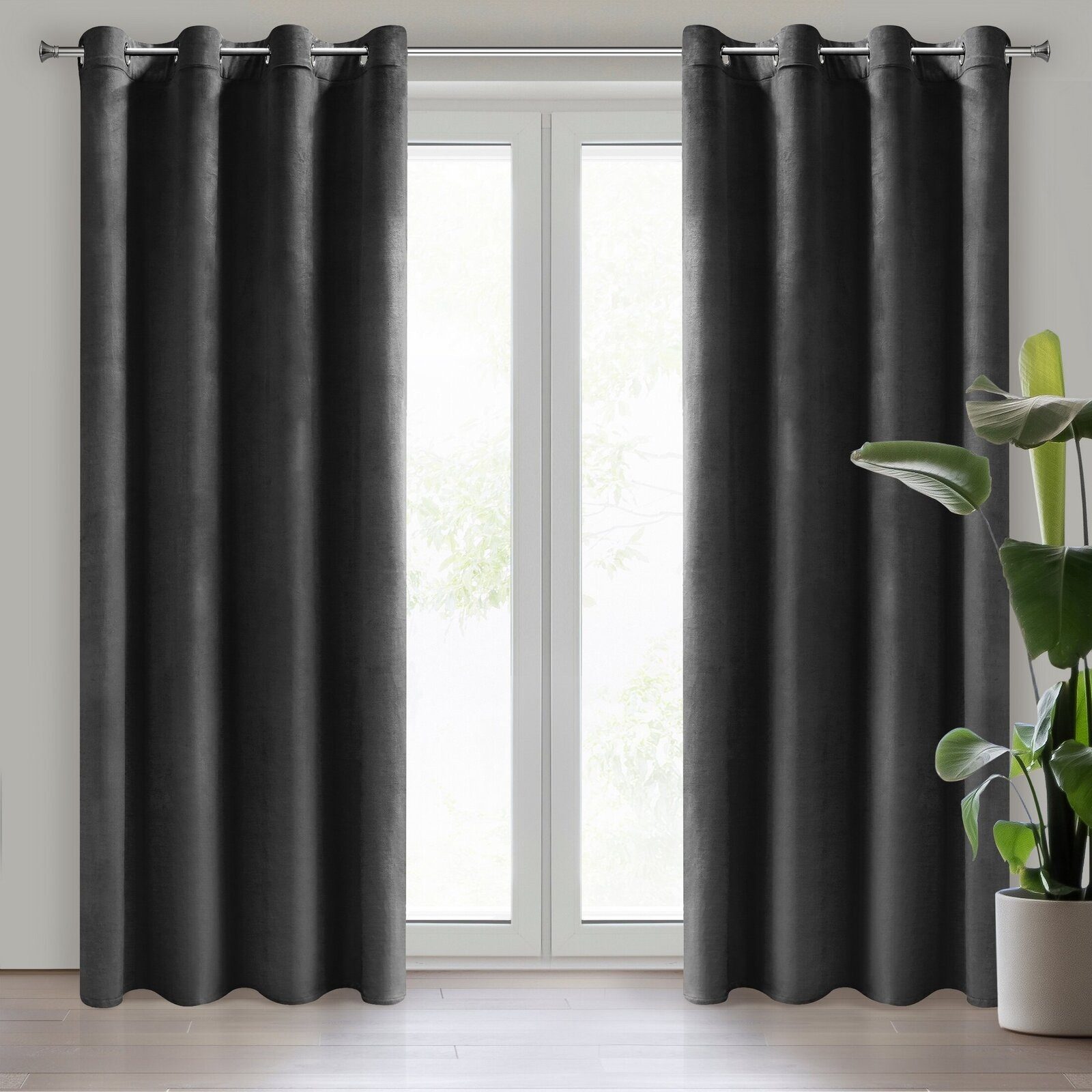 Eurofirany Vorhang VELVET (2 St), Ösen, blickdicht, Samt, 2er-Set Ösenschals aus Velvet, mit mittlerem Verdunkelungsgrad