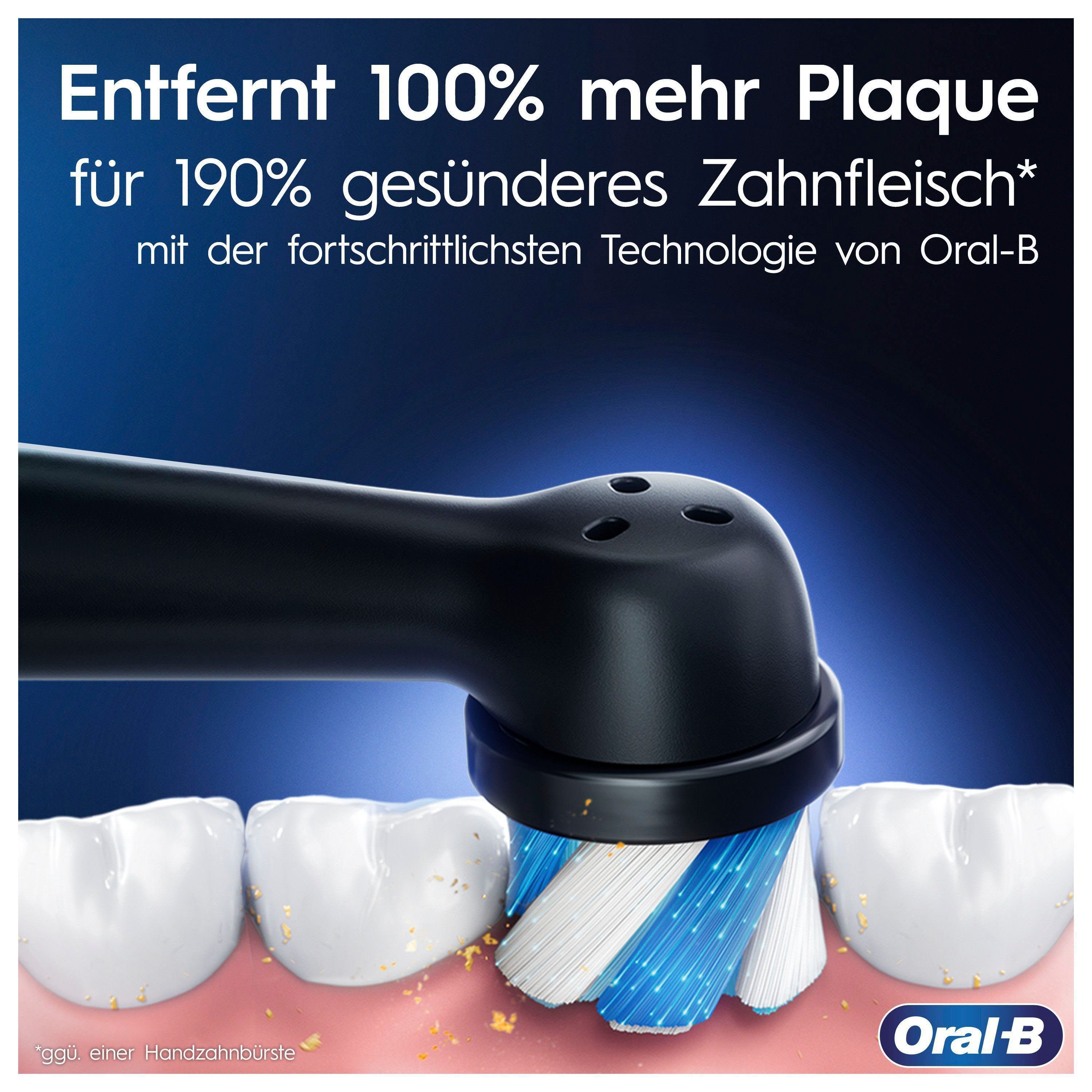 Oral-B Elektrische Zahnbürste Aufsteckbürsten: Display, Putzmodi, Black Onyx 5 iO Magnet-Technologie, Reiseetui 2 St., mit 7