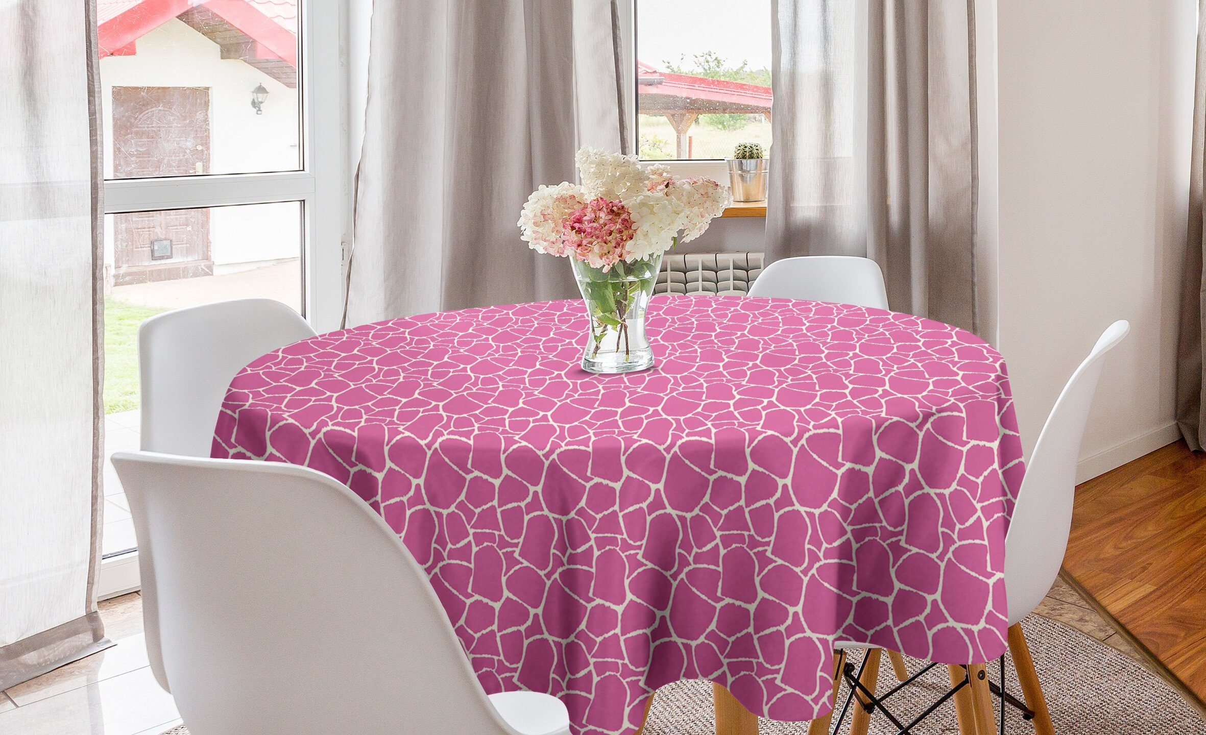 Abakuhaus Tischdecke Kreis Tischdecke Pink für Küche Dekoration, Zusammenfassung Giraffe Haut Abdeckung Hot Esszimmer