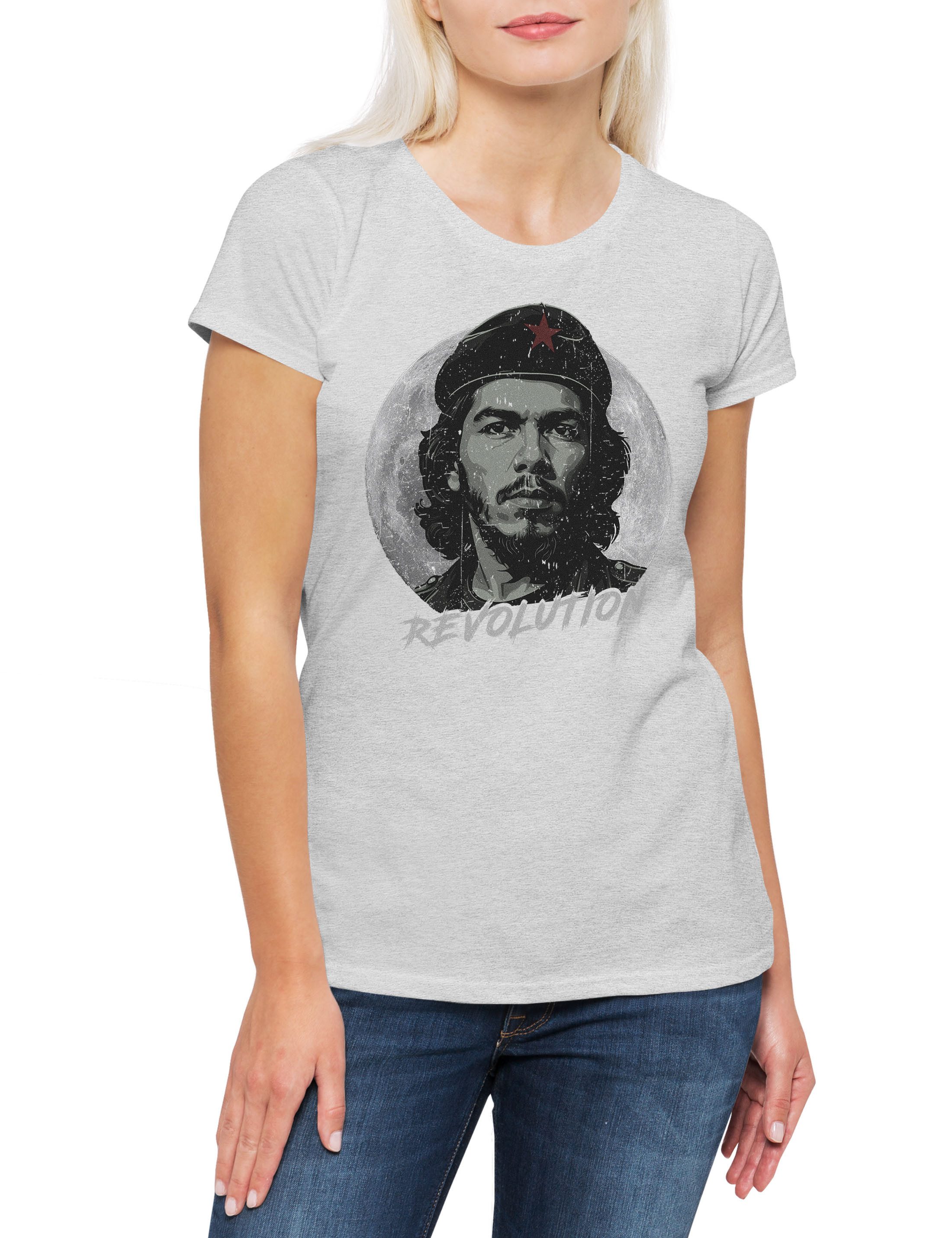 Print-Shirt Che Moon Damen T-Shirt Guerilla Cuba Castro Portrait Guevara Ernesto