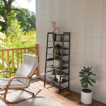 Rutaqian Standregal Standregal, Bücherregal mit 4 Ablagen, mit Rahmen aus Bambus, einfache Montage, für Wohnzimmer, Schlafzimmer, Küche