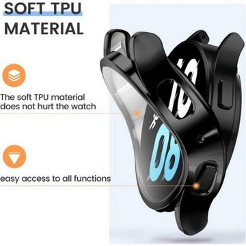 SmartUP Smartwatch-Hülle 2X Hülle für Samsung Galaxy Watch 5 40mm 44mm Silikon Schutzhülle Case, Schutzglas, Stoßfest, Displayschutz, Rundumschutz