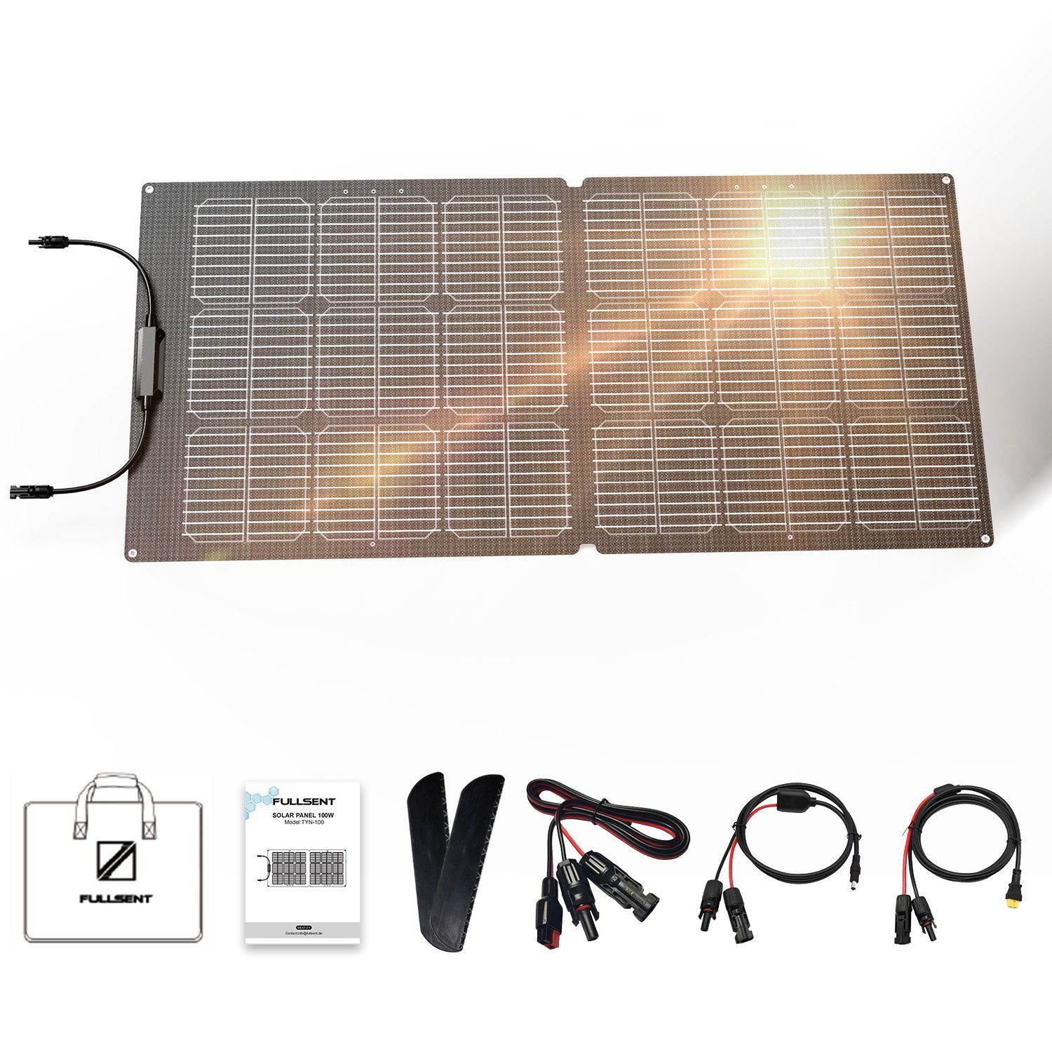 FULLSENT, 1248WH Solarmodul Powerbank+100W Solarpanel Faltbares Solartasche 1200W CITYSPORTS 100/200W+Powerbank Solaranlage
