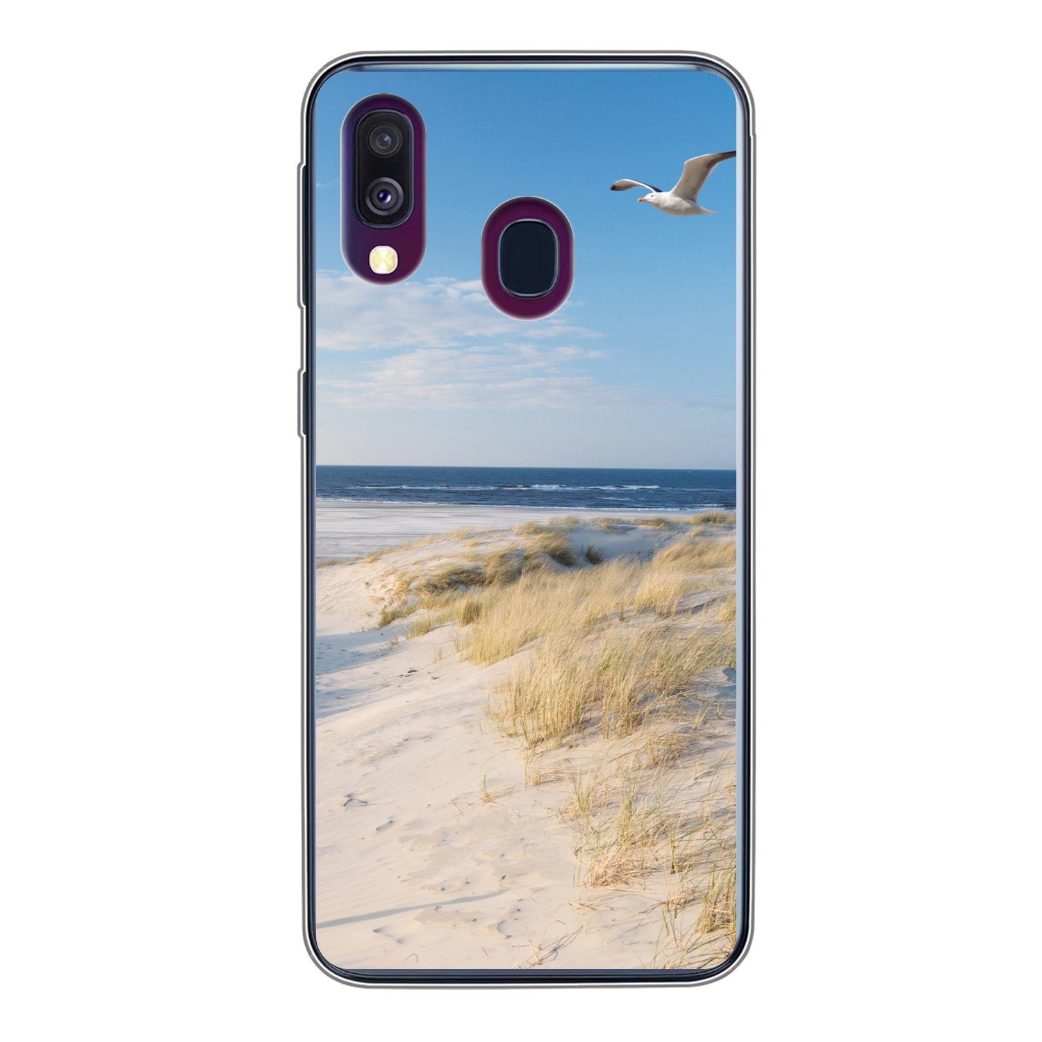 MuchoWow Handyhülle für Samsung Galaxy A40 Düne - Möwe - Strand - Meer - Sonne, Smartphone-Bumper, Print, Handy Schutzhülle Dünn