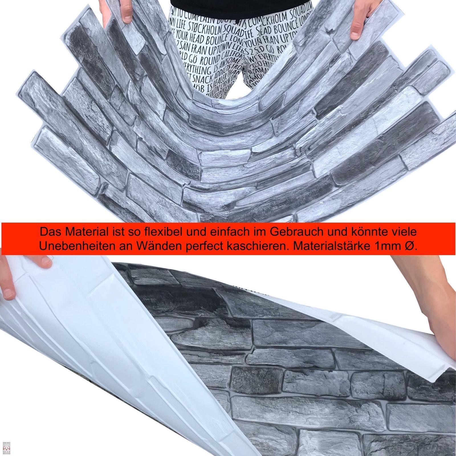 IKHEMalarka 3D Wandpaneel 4qm/10 Stück 3D PVC FLIESEN Wandpaneele, BxL: 50,00x92,00 cm, 4,00 qm, Wandverkleidung PVC-Verkleidung IMITATION OF STONE Stein Imitation
