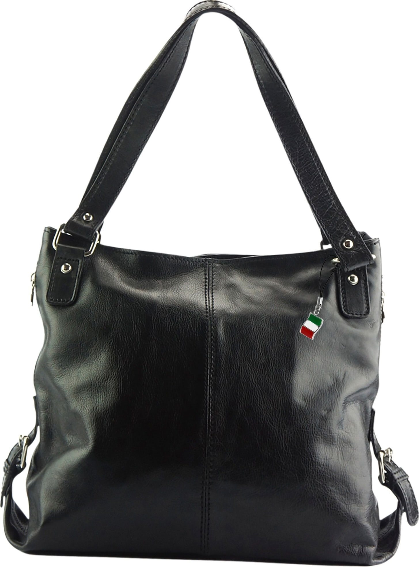 FLORENCE Henkeltasche D2OTF136X Florence Damen Schultertasche Leder, Damen  Tasche Echtleder schwarz, Made-In Italy