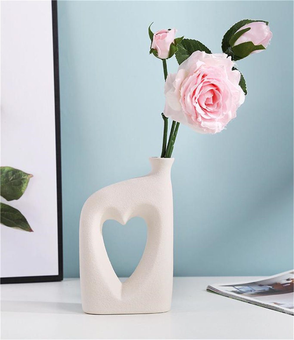Rouemi Dekovase Keramische Vase, unregelmäßige Dekovase,Zuhause dekoratives Ornament weiß-D