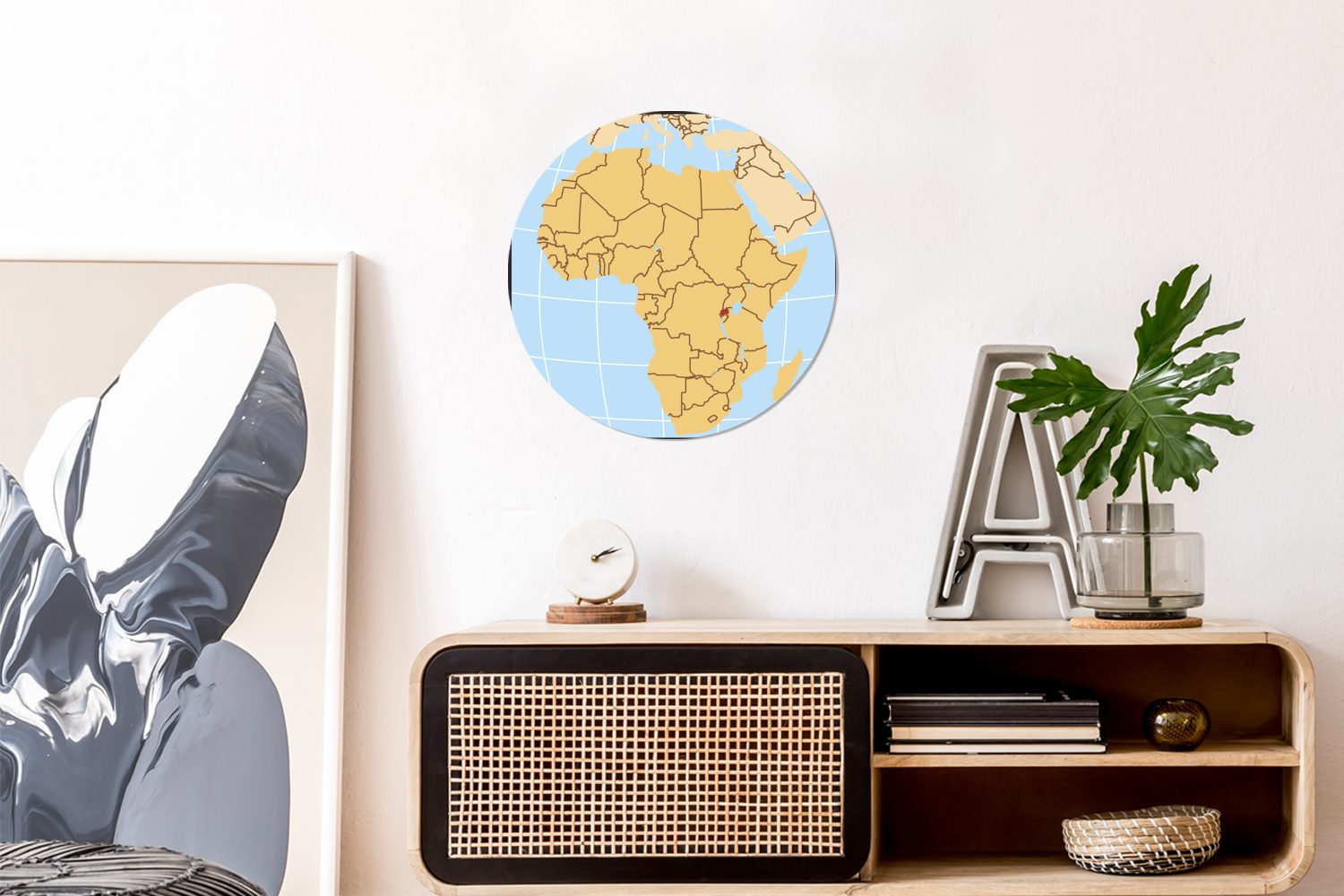 (1 Rund, Illustration von MuchoWow Wohnzimmer Ruanda Tapetenkreis für einer Wandsticker Kinderzimmer, Karte in Tapetenaufkleber, St), Afrika