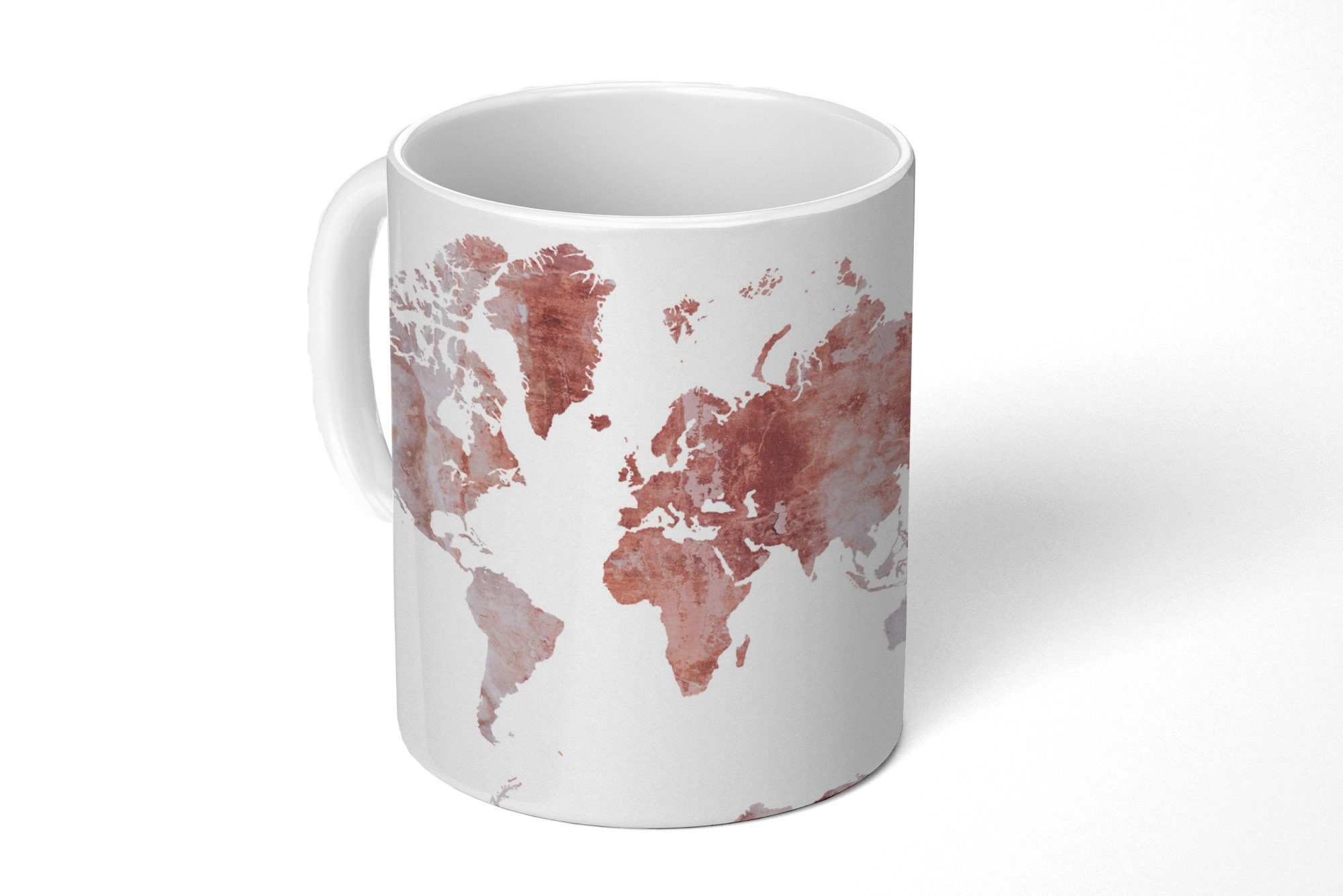 MuchoWow Tasse Weltkarte - Marmor - Kupfer, Keramik, Kaffeetassen, Teetasse, Becher, Teetasse, Geschenk