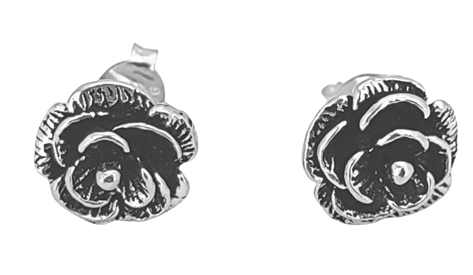 Paar Ohrstecker Rose Rosen Ohrring 925 Silber Ohrringe Ohr Sterling Silber