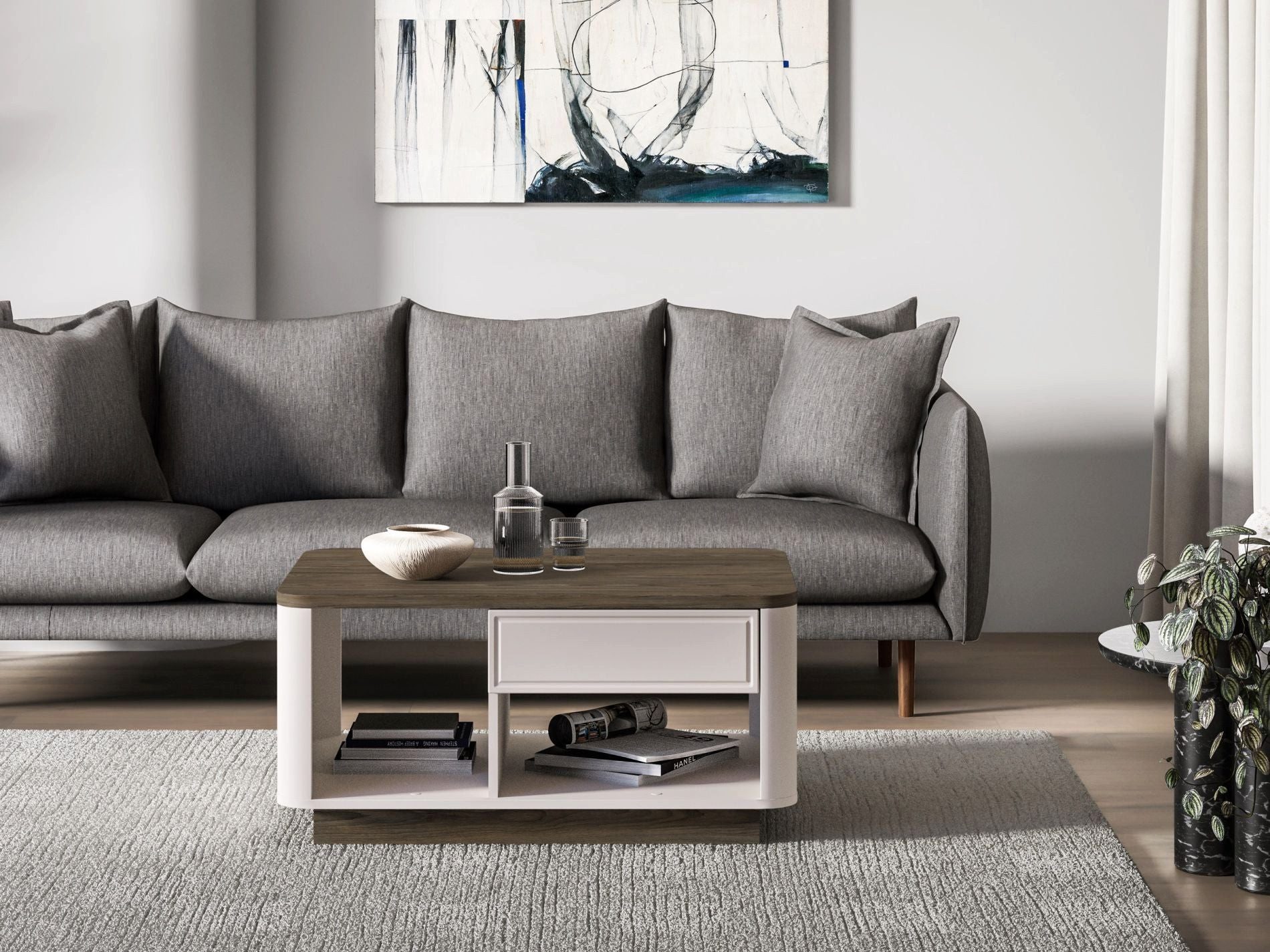 Selsey Couchtisch VILAVIO, Couchtisch in Kaschmir & Eiche-Optik, Soft-Close, 90x60 cm