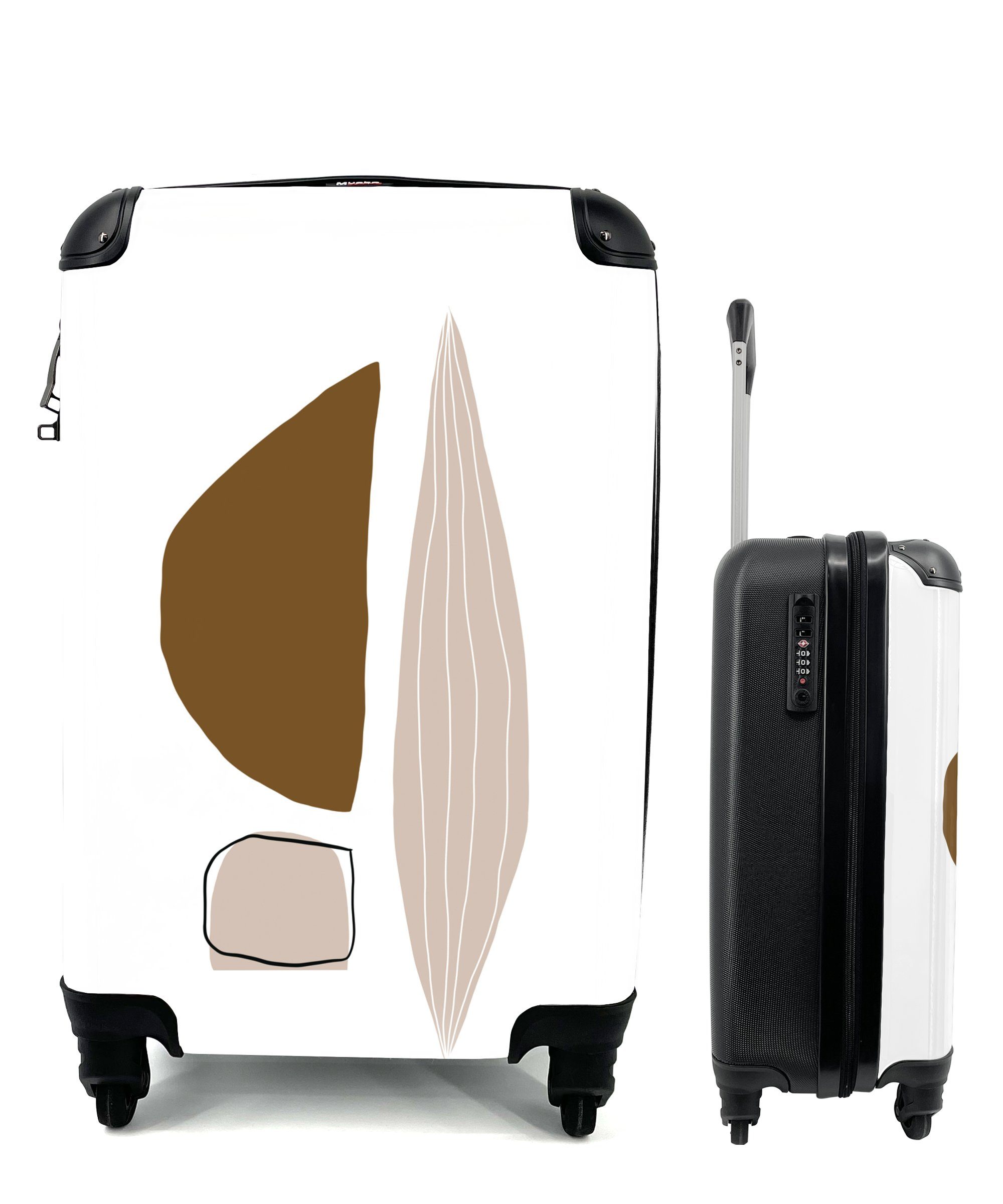 MuchoWow Handgepäckkoffer Abstrakt - Formen - Linienkunst, 4 Rollen, Reisetasche mit rollen, Handgepäck für Ferien, Trolley, Reisekoffer