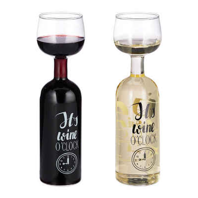 relaxdays Weinglas »Weinflasche Glas Aufsatz 750 ml«, Glas