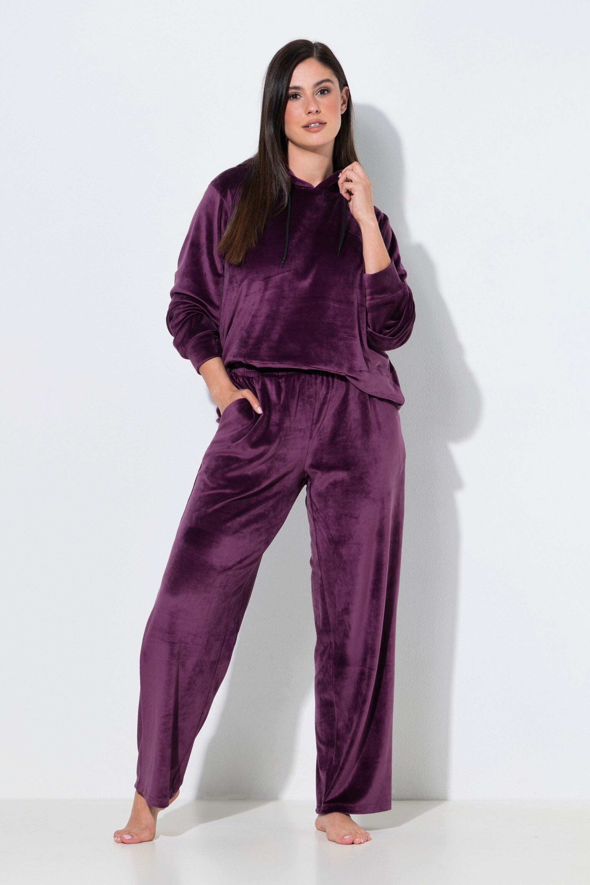Ulla Popken Homewearhose Loungewear-Hose Nicki weites Bein Elastikbund