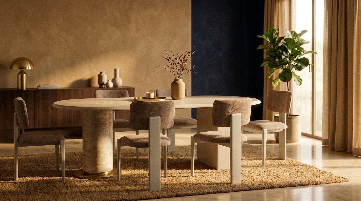 Xlmoebel Esszimmer-Set Design Esszimmer Set Esstisch Modern Esstischgruppe Beige, (7-St., 7-tlg)