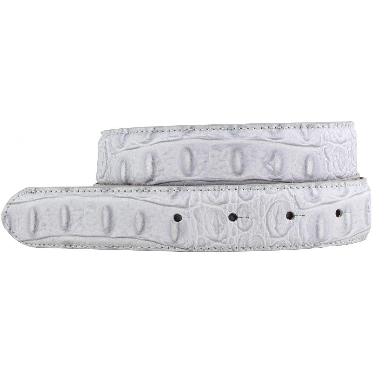 BELTINGER Ledergürtel Gürtel mit Krokoprägung ohne Schnalle 3 cm - Leder-Gürtel für Damen He Hellgrau