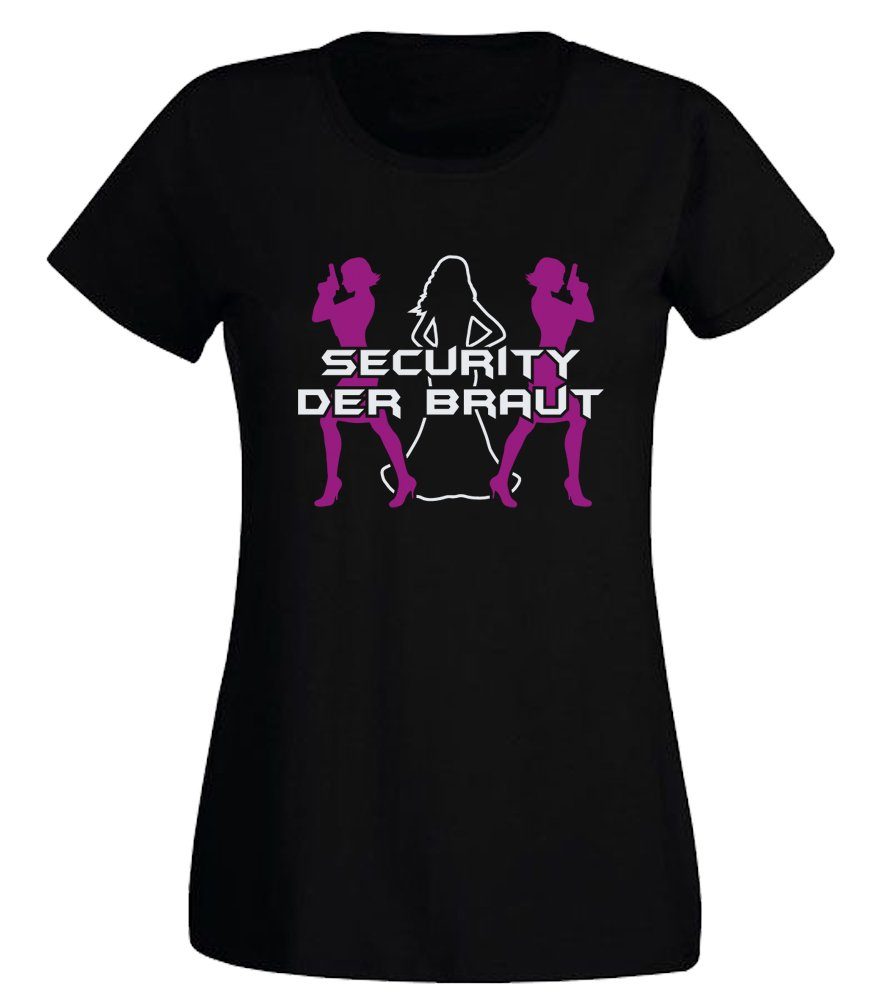 G-graphics T-Shirt zum Junggesellinnen-Abschied - Security der Braut Slim-fit Damen Begleiterinnen-T-Shirt zum JGA / Poltershirt