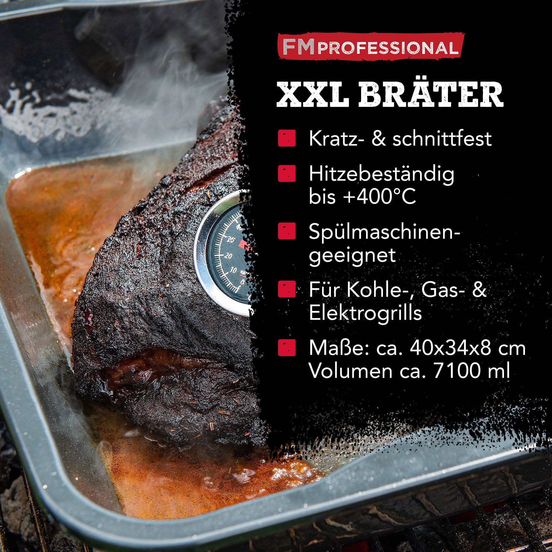 FMprofessional Bräter XXL Bräter 40x34cm Emaille