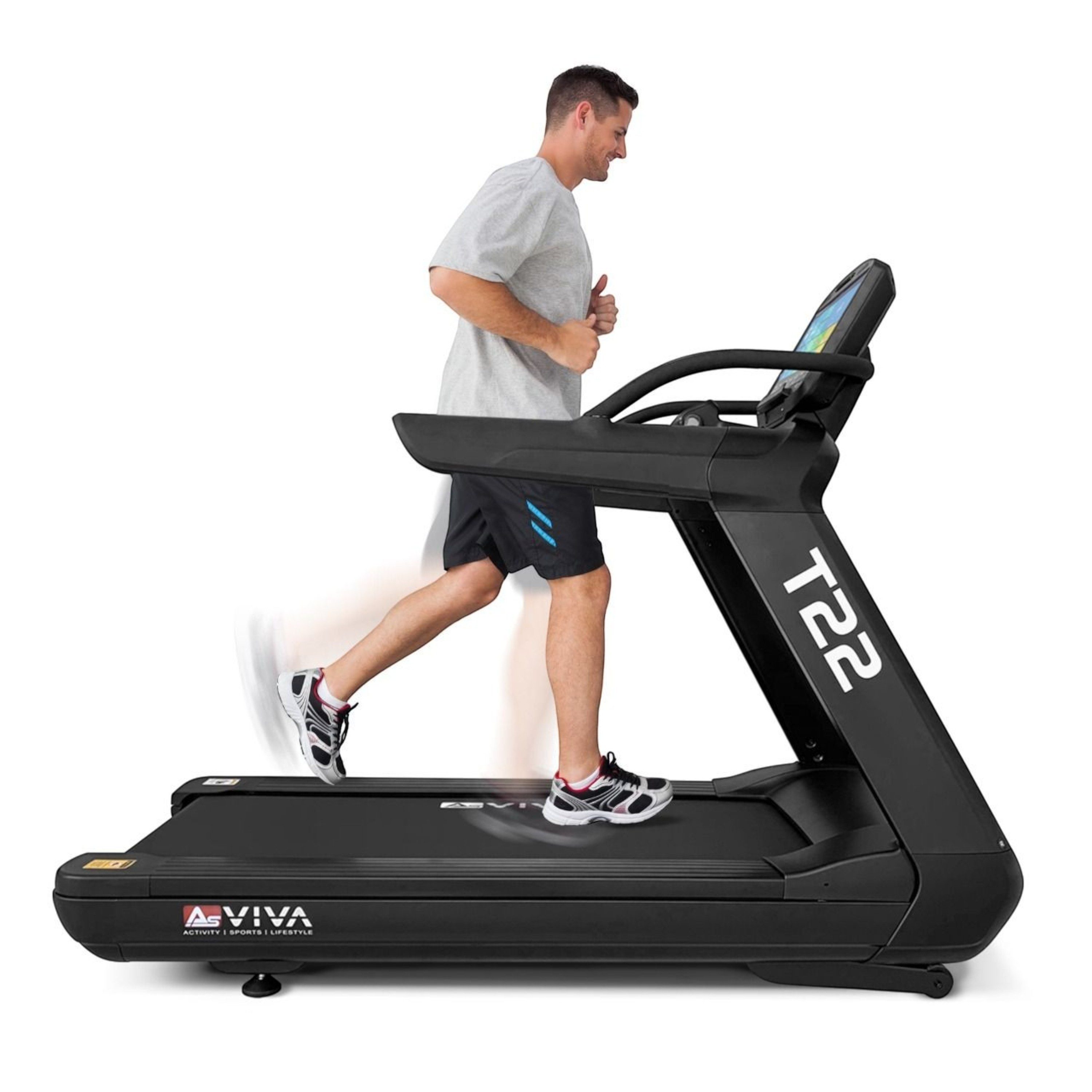 AsVIVA Laufband T22 Pro-Studio, 9 PS Motor, 21 % Steigung, 23,5" Touchscreen & Wi-Fi