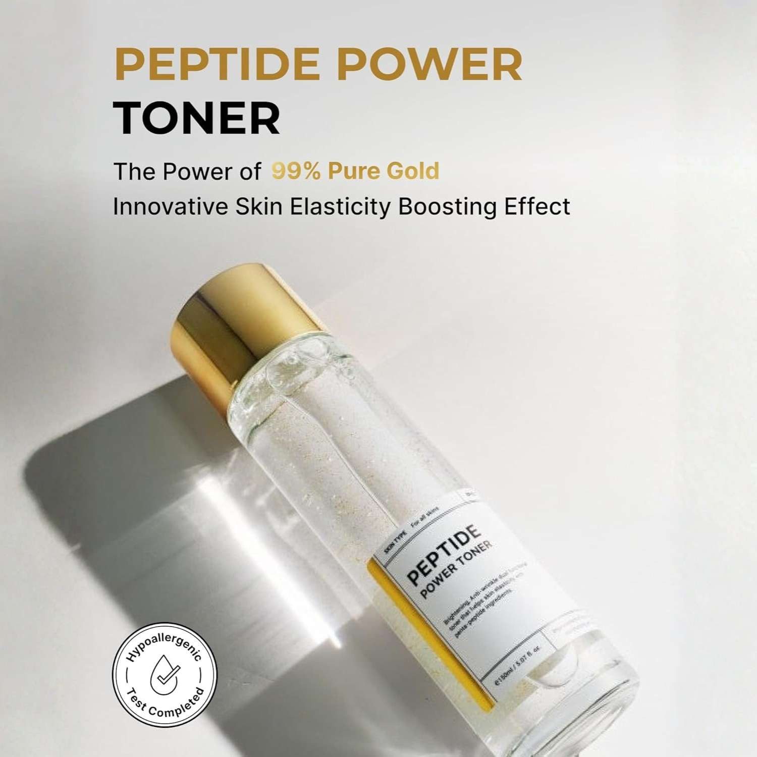 Beauty of Majesty Toner Peptide Power Toner 150ml – Koreanischer Serum-Toner mit Penta-Peptide 24K Gold und 8 Typen Hyaluronsäure, Niacinamid, K-Beauty Feuchtigkeitstoner für alle Hauttypen