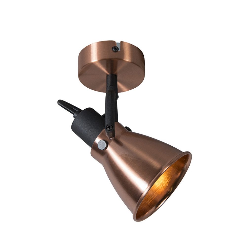 Qazqa LED Aufbaustrahler Jos, ohne Leuchtmittel, E14, Kupfer, Klassisch / Antik, Stahl, 1-flammig