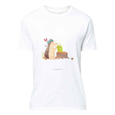 Mr. & Mrs. Panda T-Shirt Igel mit Federkopfschmuck - Weiß - Geschenk, Nachthemd, Waldtiere, Ab (1-tlg)