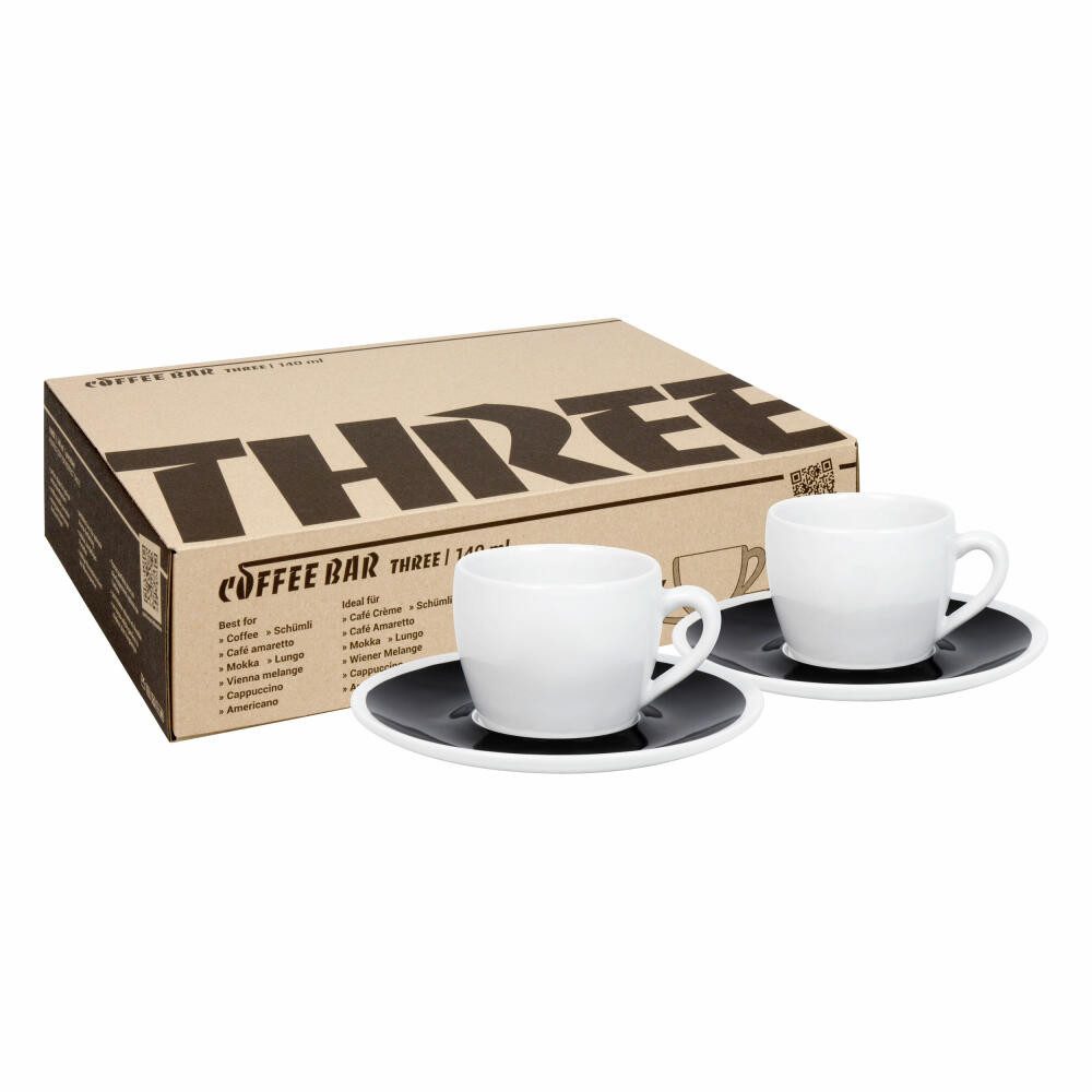 Könitz Tasse 2er Set Coffee Bar Three - Black & White, 2-tlg., Porzellan