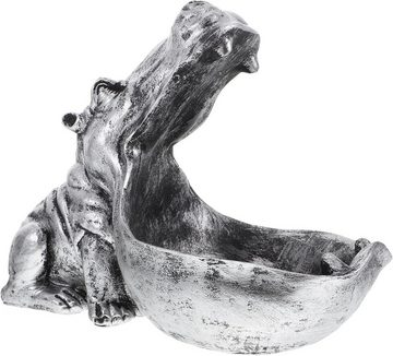 HYTIREBY Tierfigur Tischdekoration Kleine Nilpferd Statue Silber (1 St), Kunstharz Sammlerstück Home Office Dekoration Zubehör