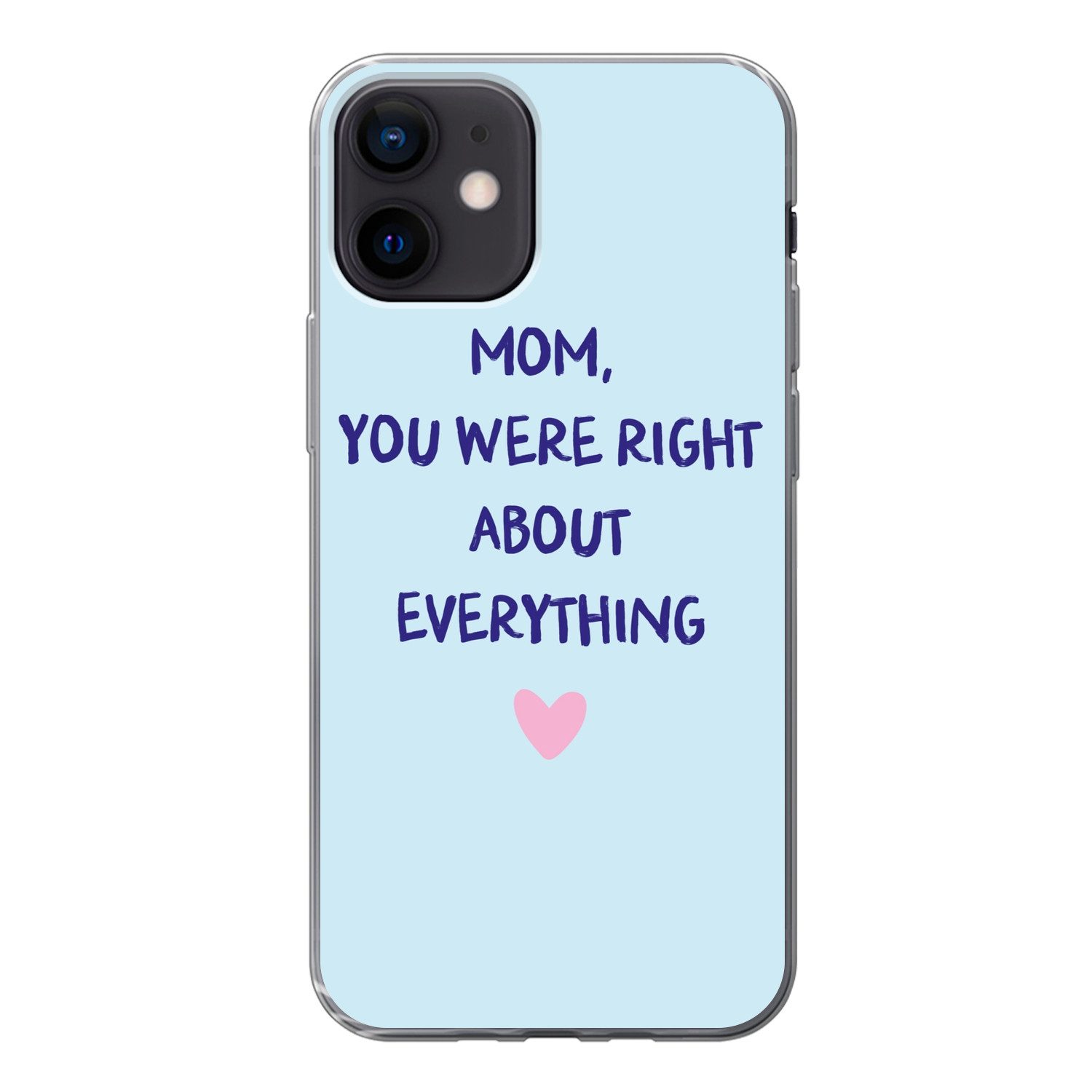 MuchoWow Handyhülle für Apple iPhone 12 Mutter - Zitat - Blau, Smartphone-Bumper, Print, Handy Schutzhülle Dünn