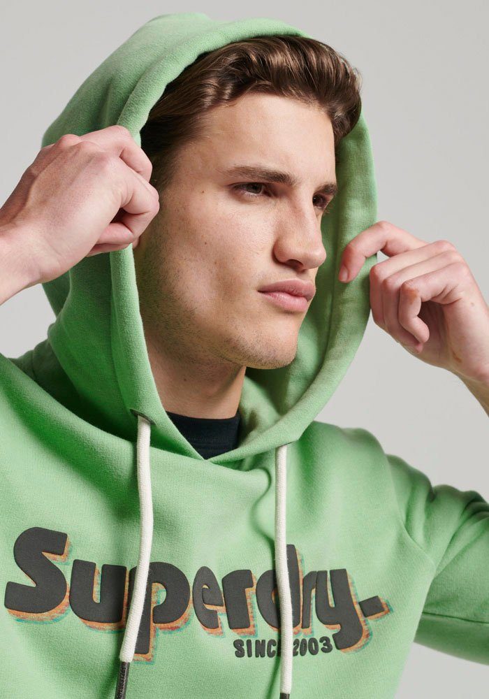 Superdry Kapuzensweatshirt TERRAIN Green HOODIE CLASSIC Soft LOGO