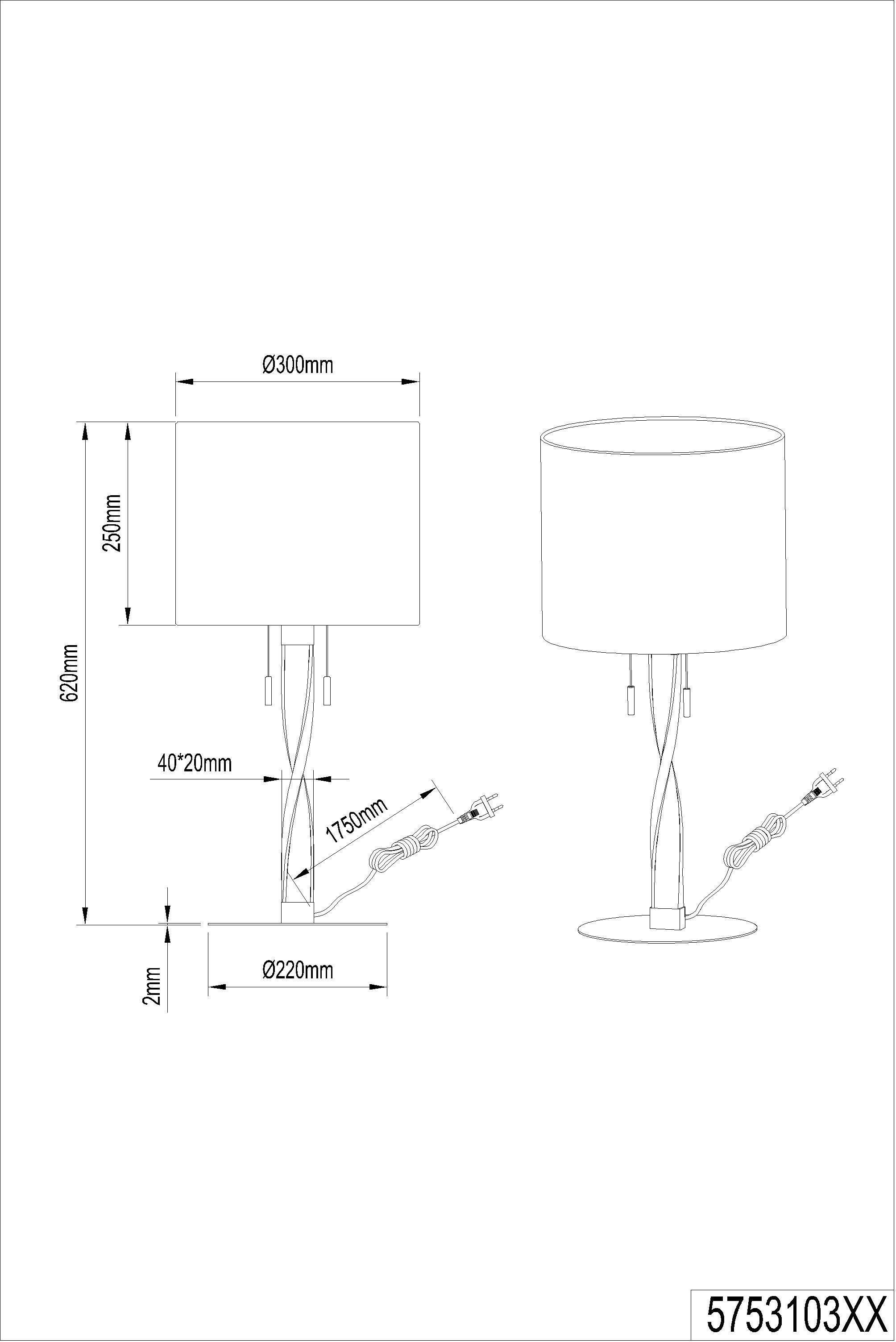 fest integriert, integrierten Tischleuchte (E27) Leuchtenfuss, Leuchten mit TRIO LED exkl. im LED Nandor, LEDs Leuchtmittel