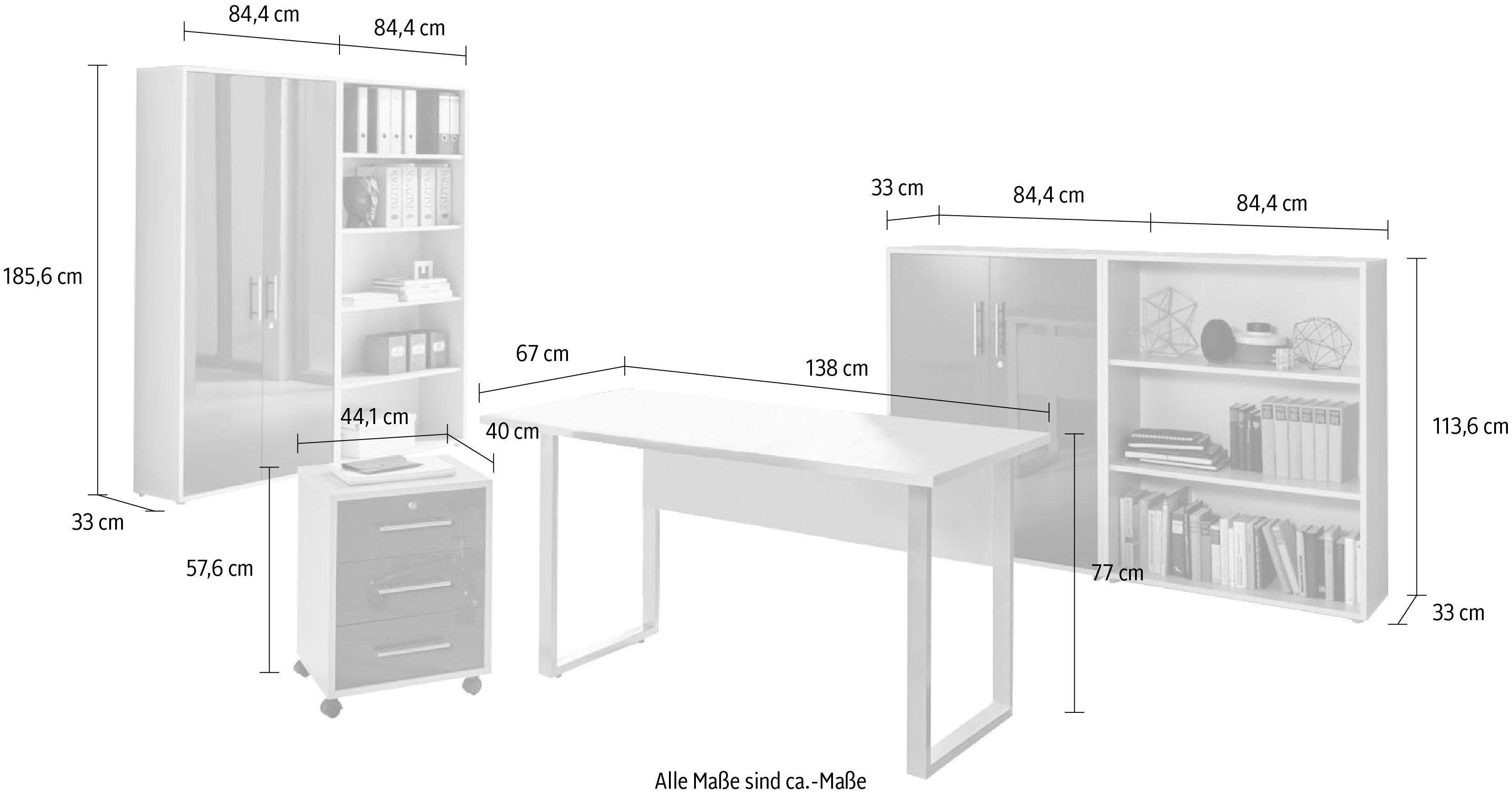Möbel 1 Anthrazit Lichtgrau/ Kombi BMG Mini Büro-Set Tabor HG