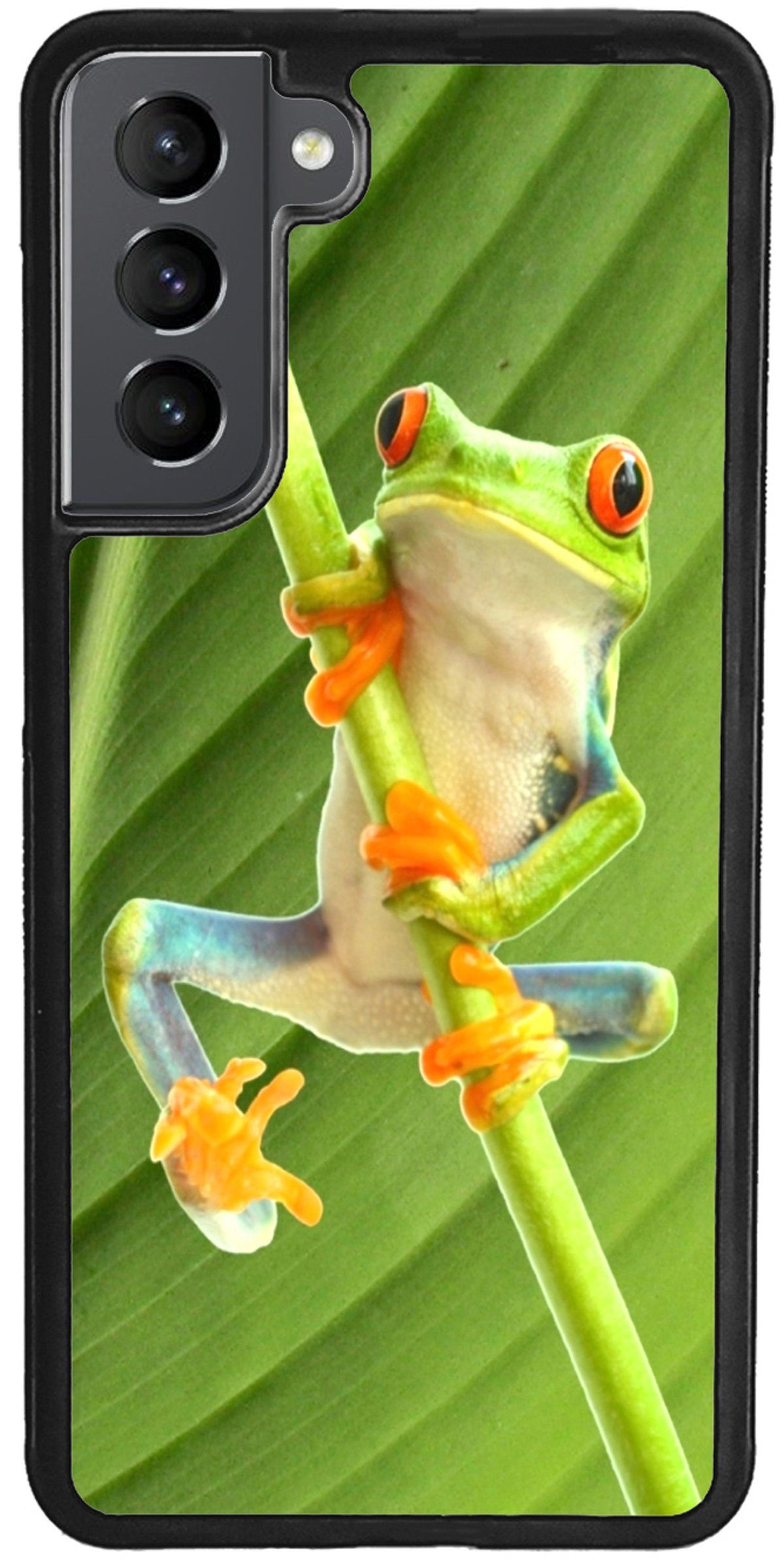 Traumhuelle Handyhülle TPU HÜLLE Silikon MOTIV 268 Case Cover Schutzhülle Backcover Etui 5G, Frosch Grün Handy Bumper Smartphone Rückschale Schwarz 5G