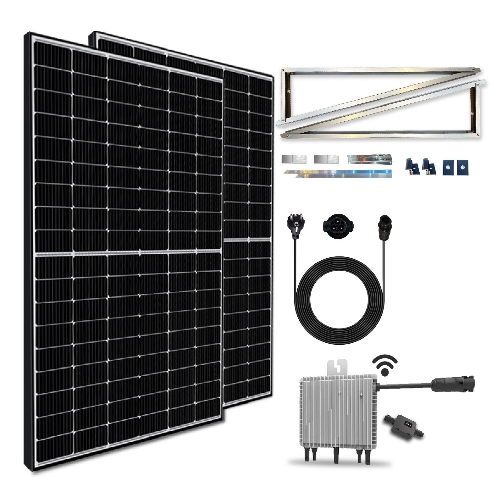 Stegpearl Solaranlage 830W (2x415W) Photovoltaik Balkonkraftwerk, Komplettset Aufständerung Süd Premium PV-Montage mit Neu Generation Deye 800W WIFI Wechselrichter mit Relais