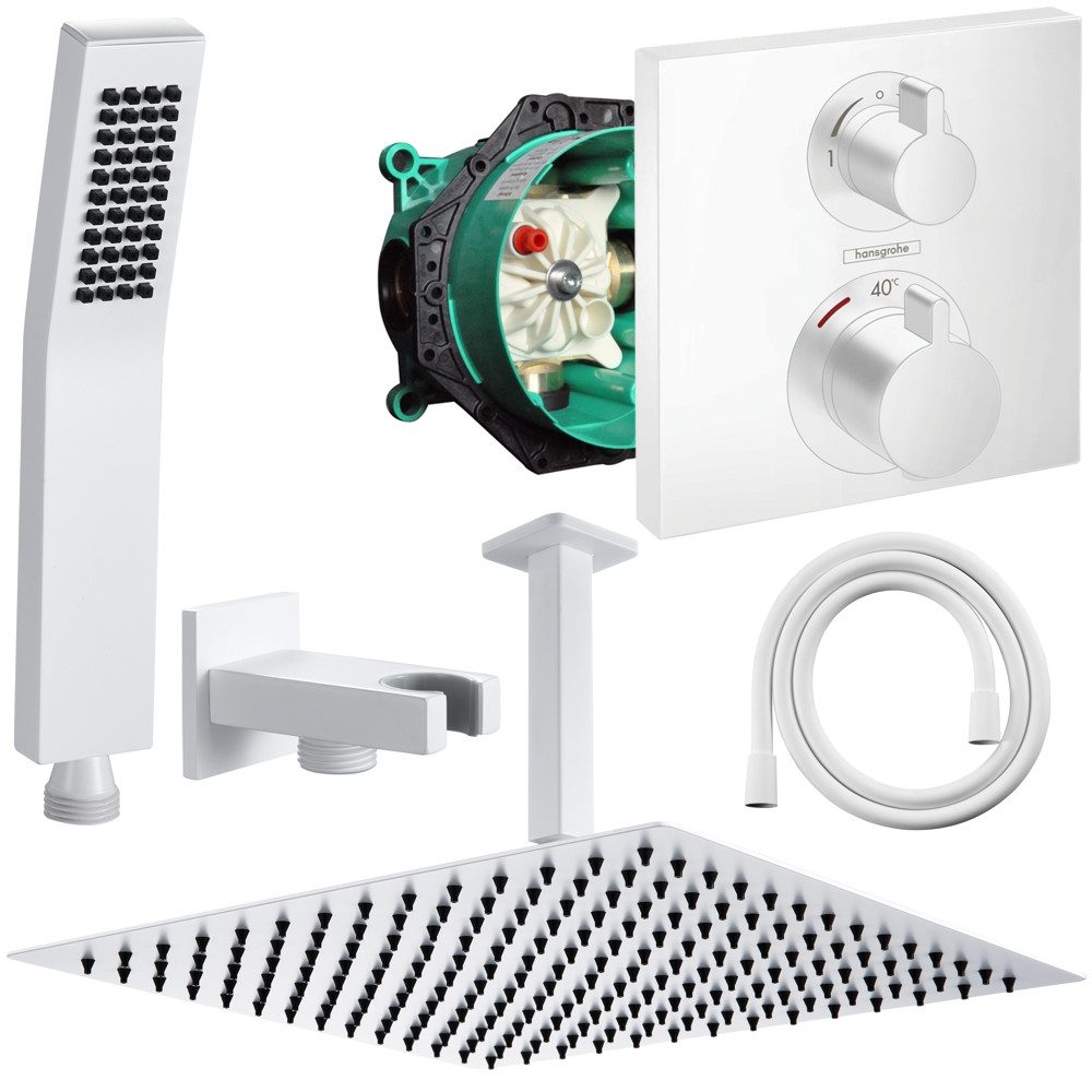 Duscharmatur Ecostat Square Unterputz Thermostat, Weiß, Deckenanschluss