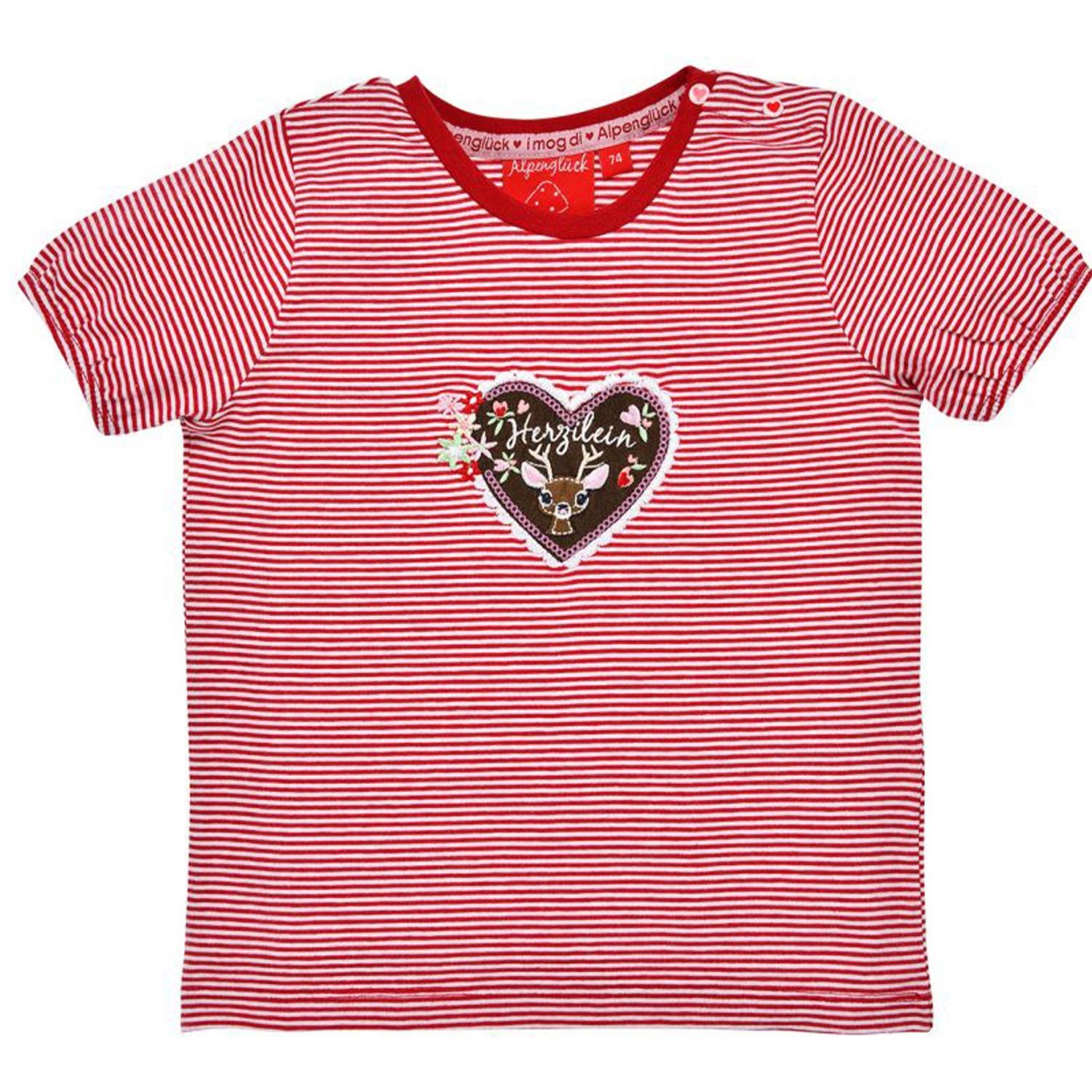 BONDI T-Shirt BONDI Mädchen T-Shirt 'Herzilein' 86981, Rot Weiß