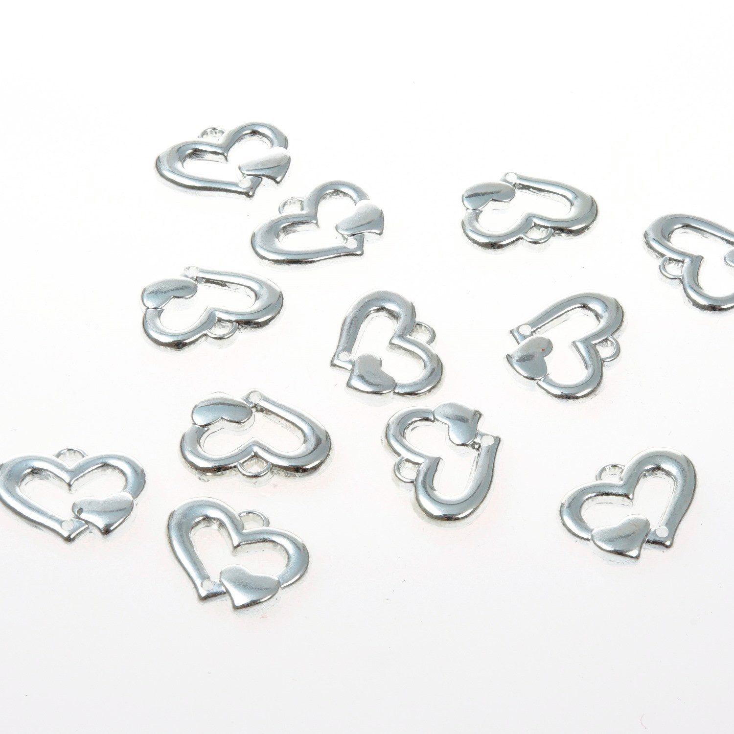 Deko AS Streudeko Mini-Herzen zum Streuen oder Auffädeln - silber - 2,5 cm - 36 Stück