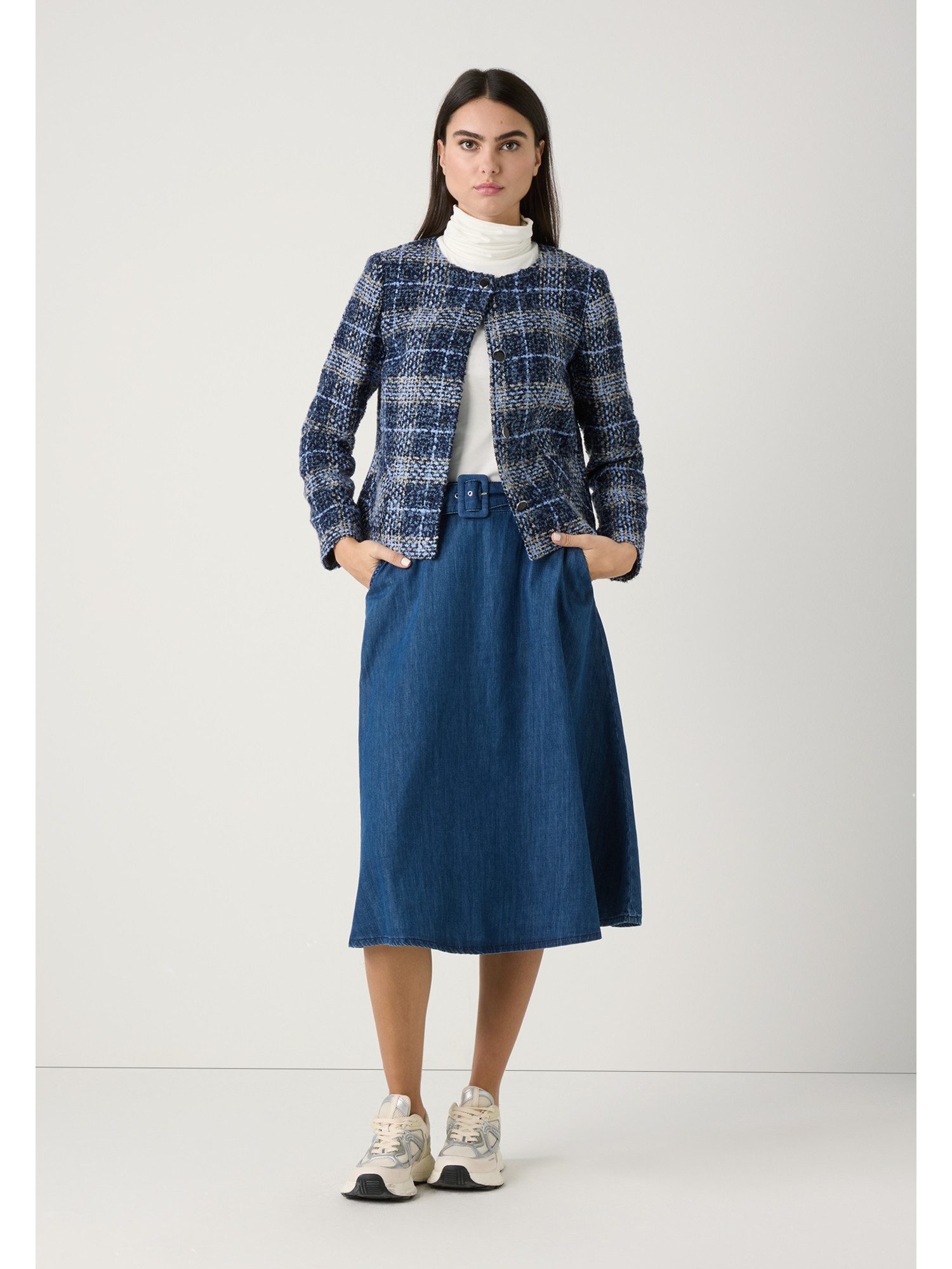 MORE&MORE Jackenblazer karierte Bouclé-Jacke günstig online kaufen