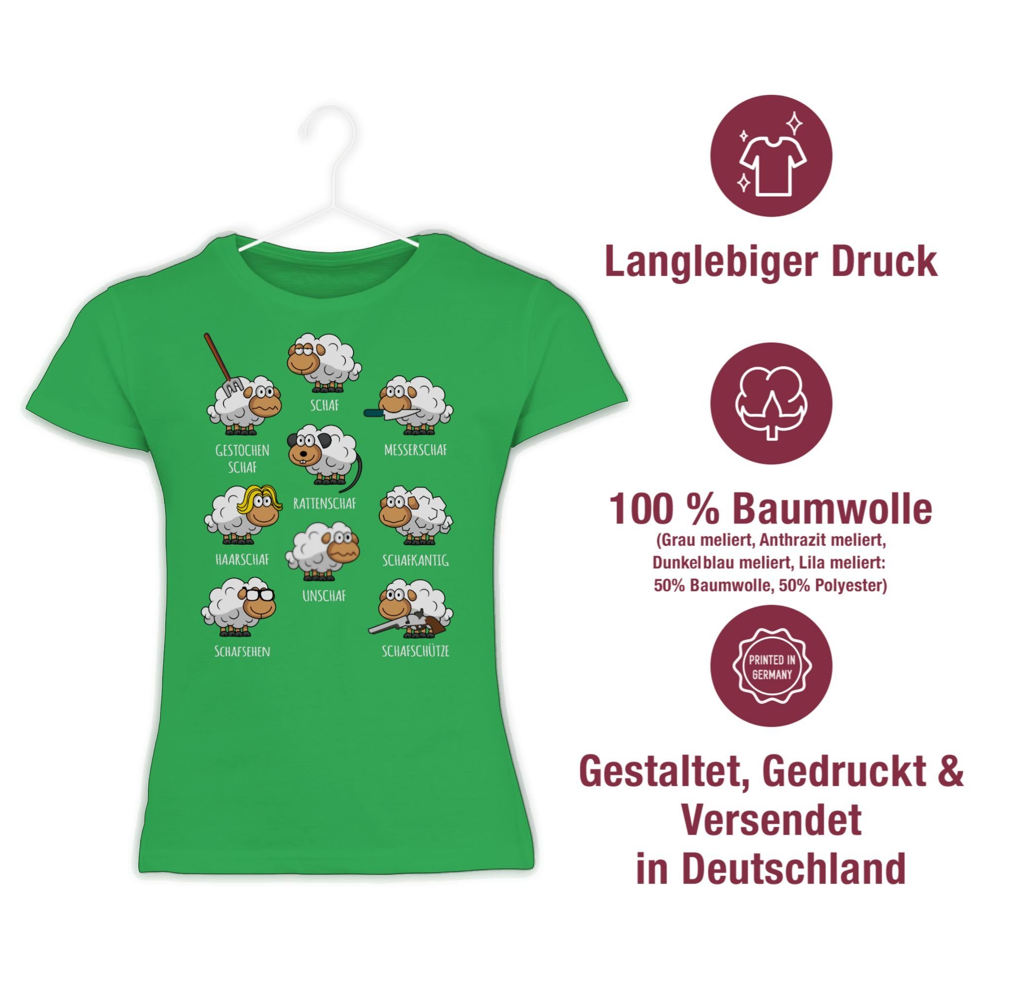 Shirtracer T-Shirt Grün Schafe Schaf 3 Schäfchen Schäfer Lustig Schafbauer Witzig Sheep Schaf