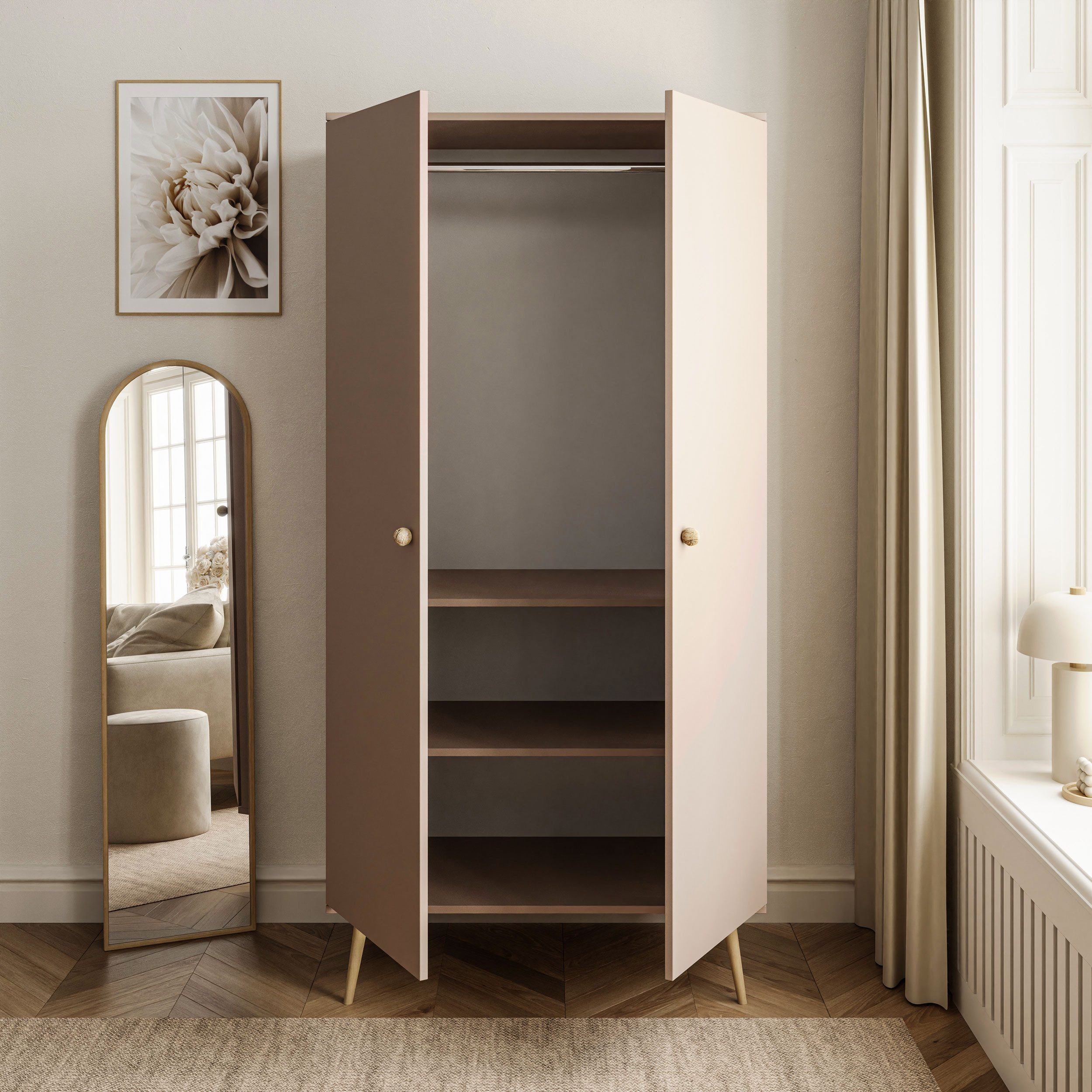 Lookway Kleiderschrank HARMONY zweitüriger Schrank mit Kleiderstange