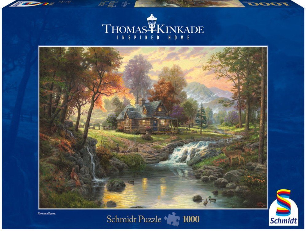 Schmidt Spiele Puzzle Puzzle Thomas Kinkade Holzhaus am Bach 58445, 1000 Puzzleteile