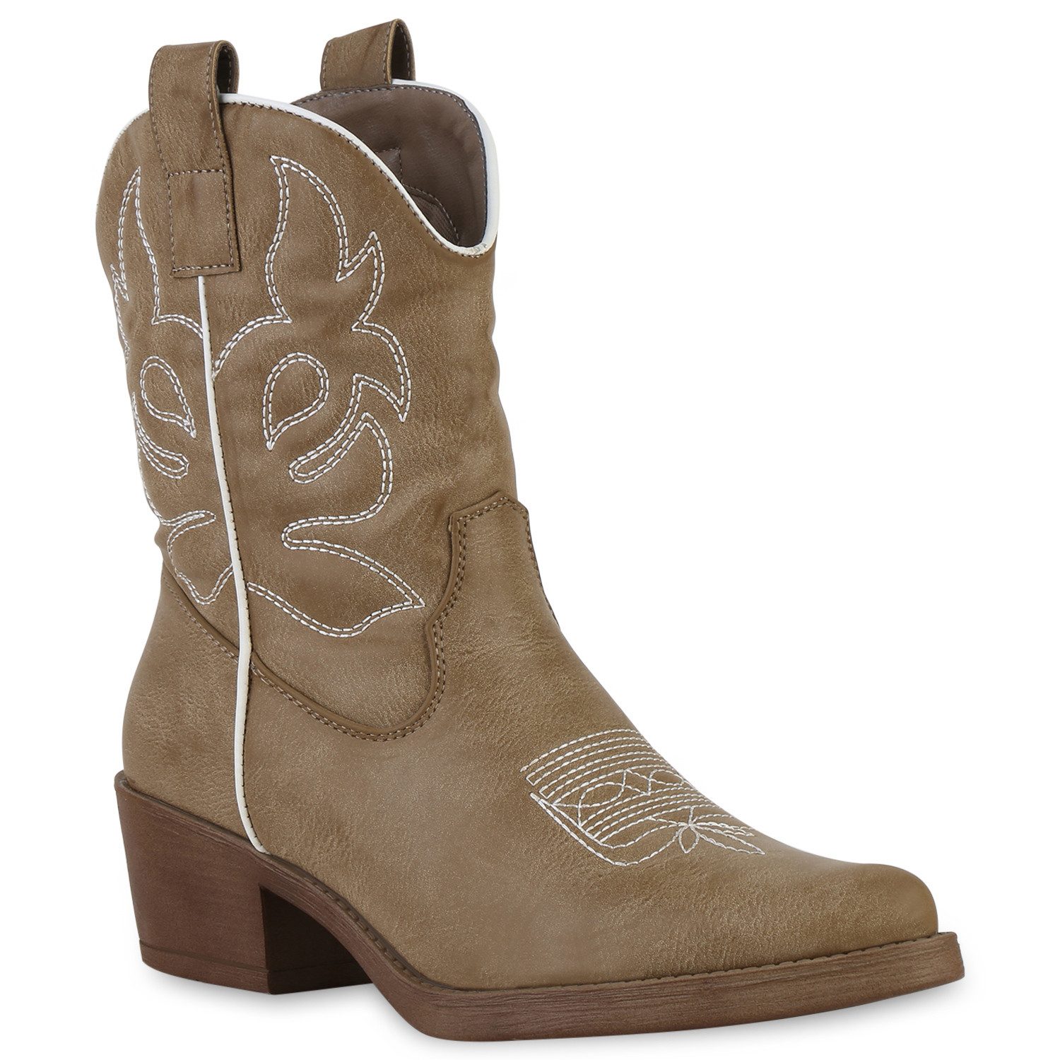 VAN HILL 840203 Cowboy Boots Damen Stiefeletten Cowboy Boots Stickereien Ho günstig online kaufen